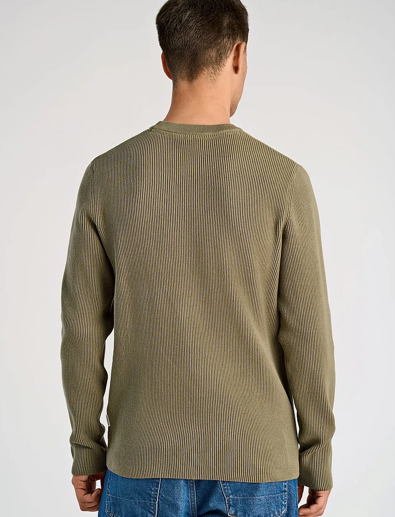 Lindbergh - Rib knitted o-neck knit - Ümmarguse kaelusega kudumid - dusty army - 4