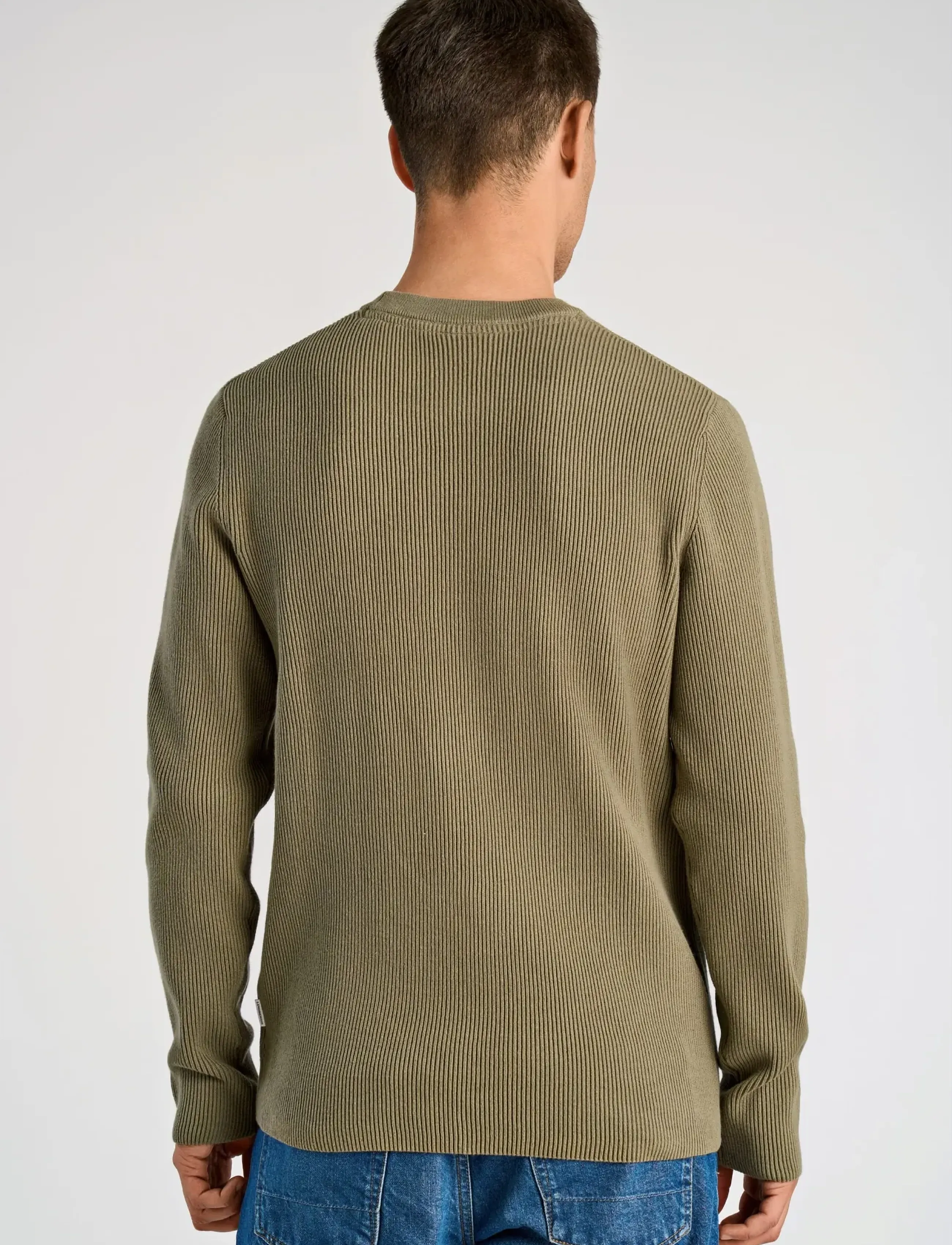 Lindbergh - Rib knitted o-neck knit - rundhals - dusty army - 4