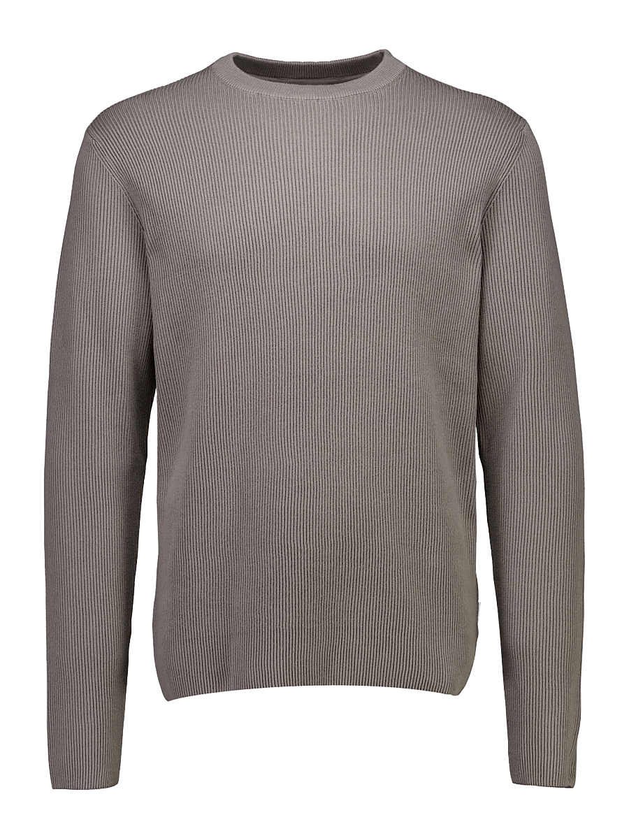 Lindbergh - Rib knitted o-neck knit - rundhalsad - grey stone - 1