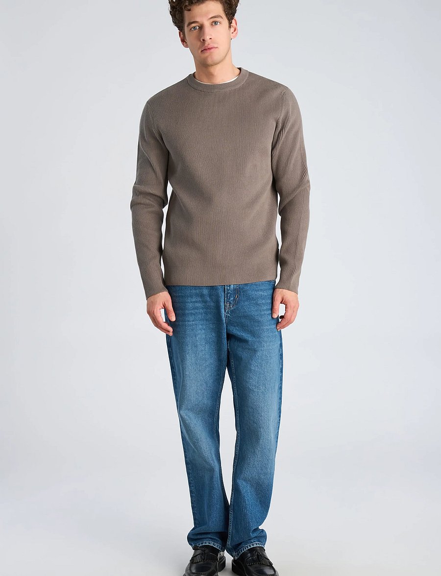 Lindbergh - Rib knitted o-neck knit - rundhalsad - grey stone - 0