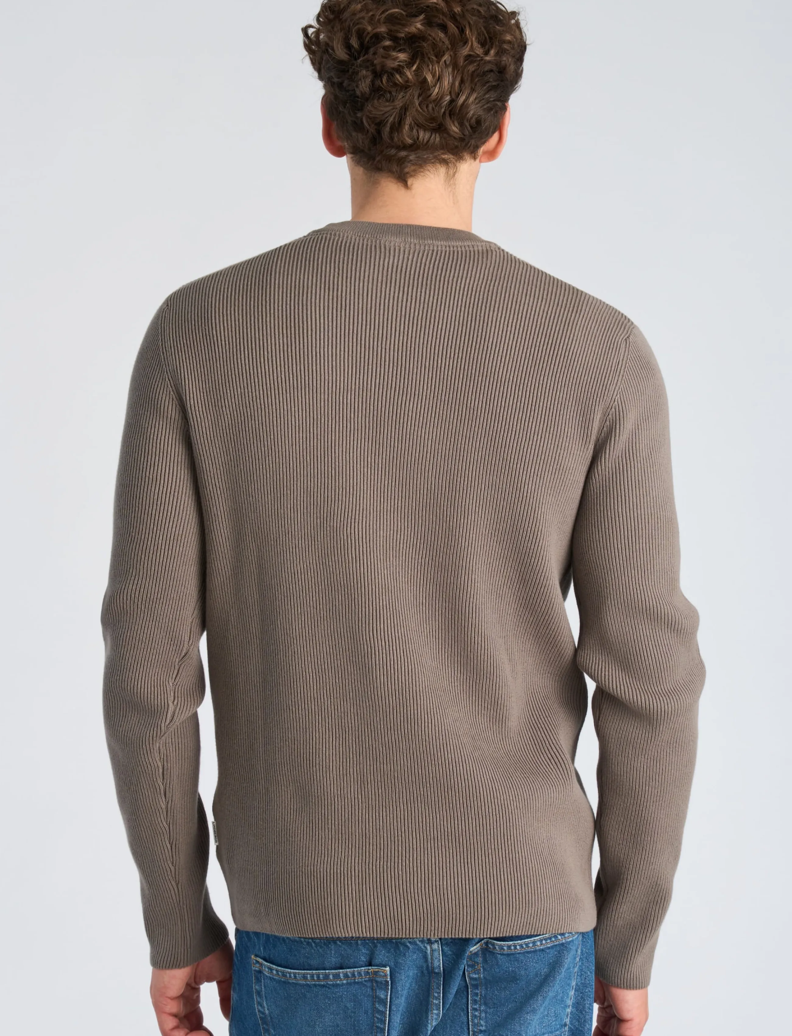 Lindbergh - Rib knitted o-neck knit - rund hals - grey stone - 4