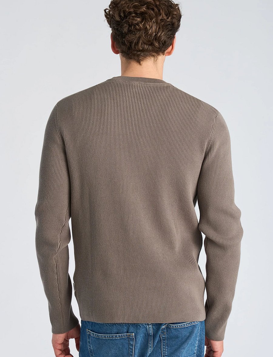 Lindbergh - Rib knitted o-neck knit - rundhalsad - grey stone - 4