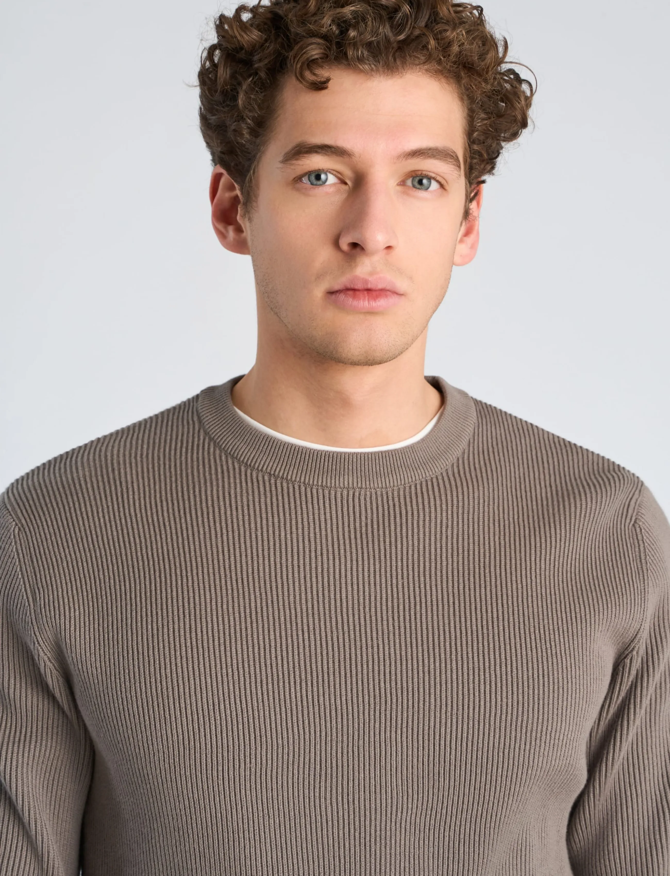 Lindbergh - Rib knitted o-neck knit - rund hals - grey stone - 5