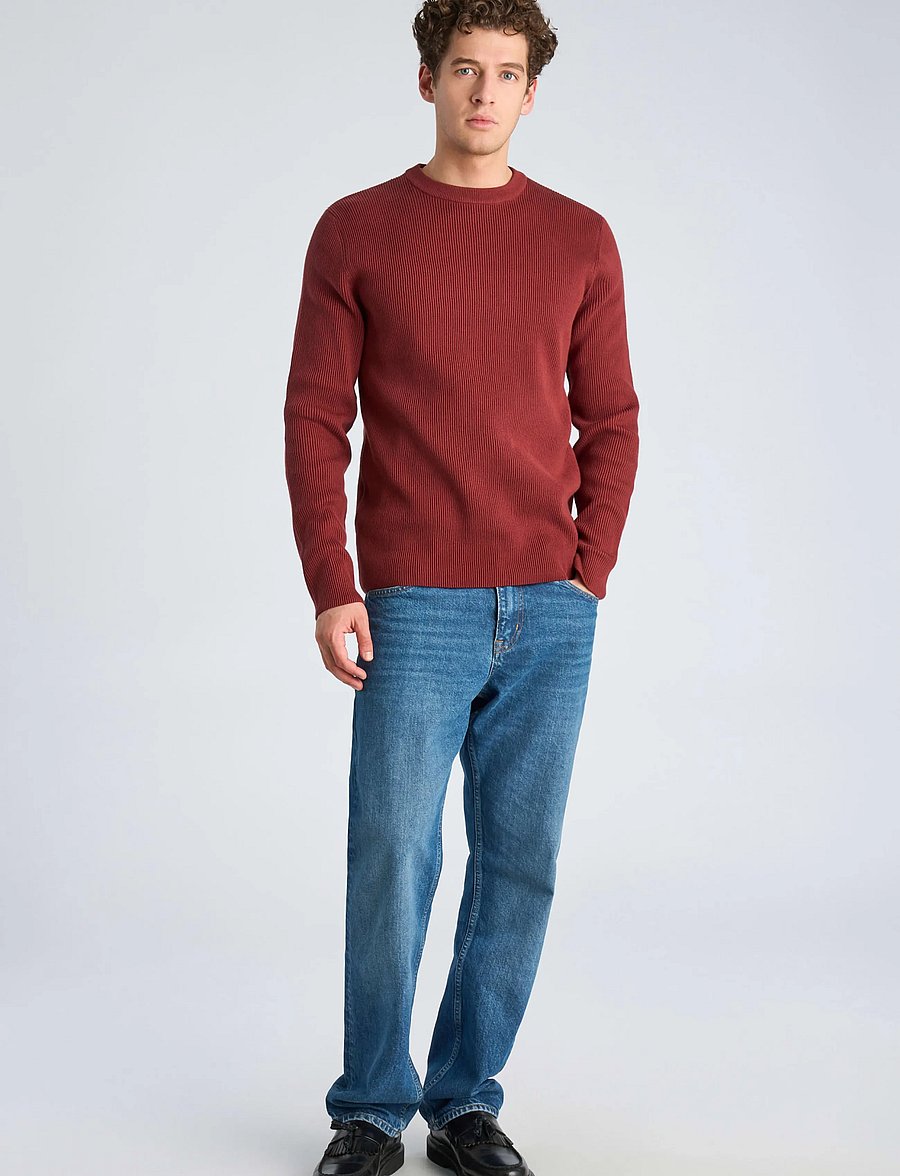 Lindbergh - Rib knitted o-neck knit - rundhalsad - lt burgundy - 0