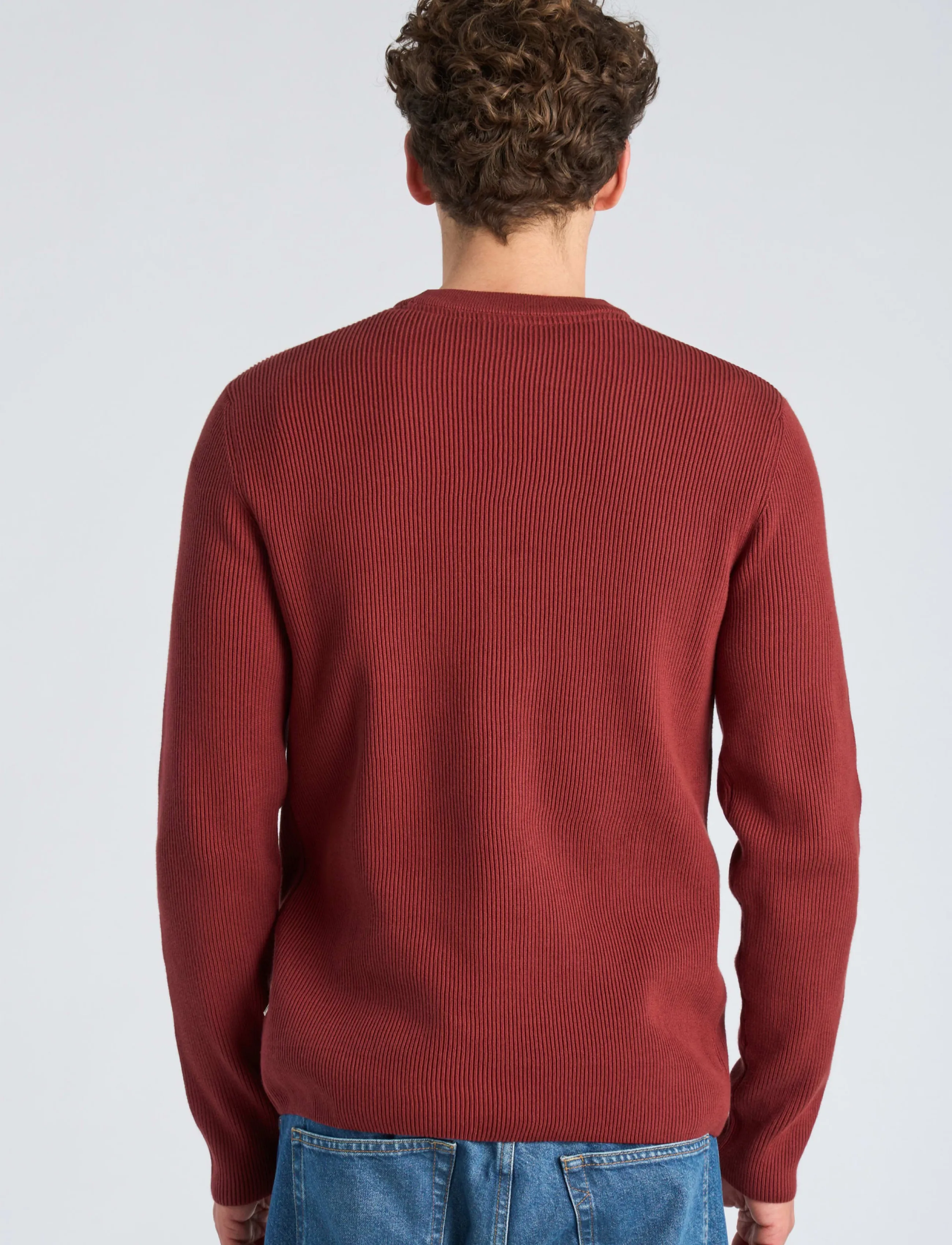 Lindbergh - Rib knitted o-neck knit - rund hals - lt burgundy - 4
