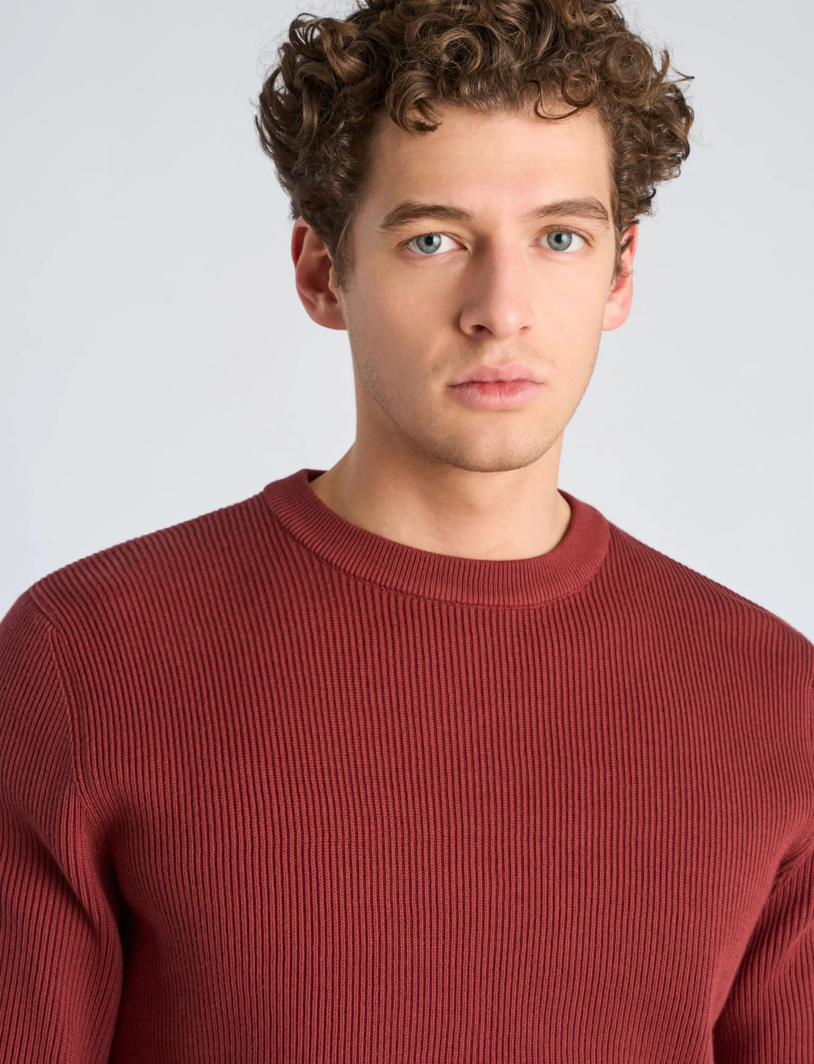Lindbergh - Rib knitted o-neck knit - rund hals - lt burgundy - 5