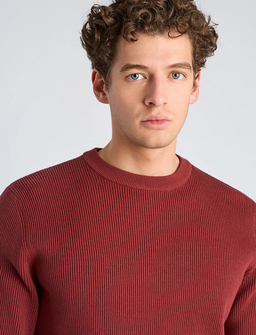 Lindbergh - Rib knitted o-neck knit - rundhalsad - lt burgundy - 5