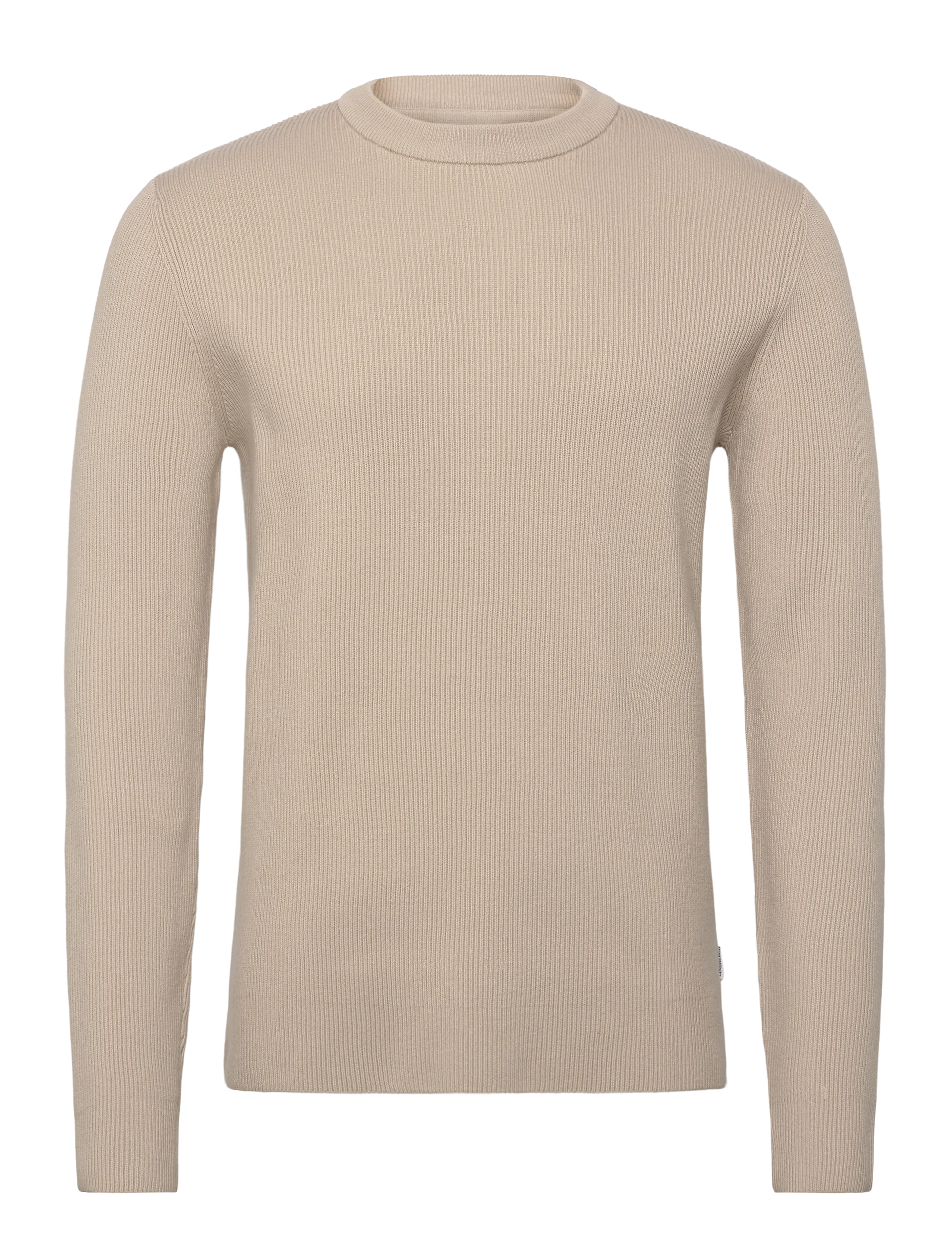Lindbergh Rib knitted o-neck knit - Strik - LT STONE GREY / white