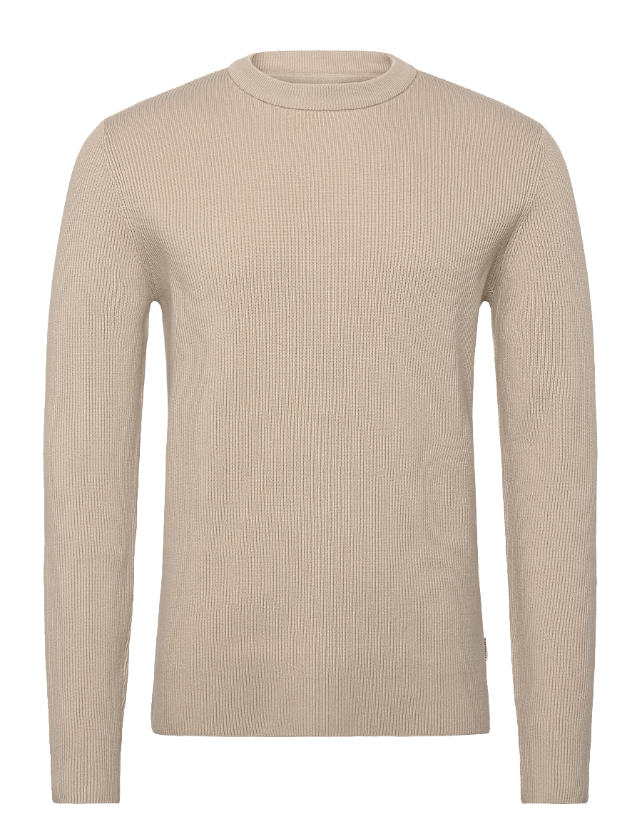 Lindbergh - Rib knitted o-neck knit - rundhalsad - lt stone grey - 1