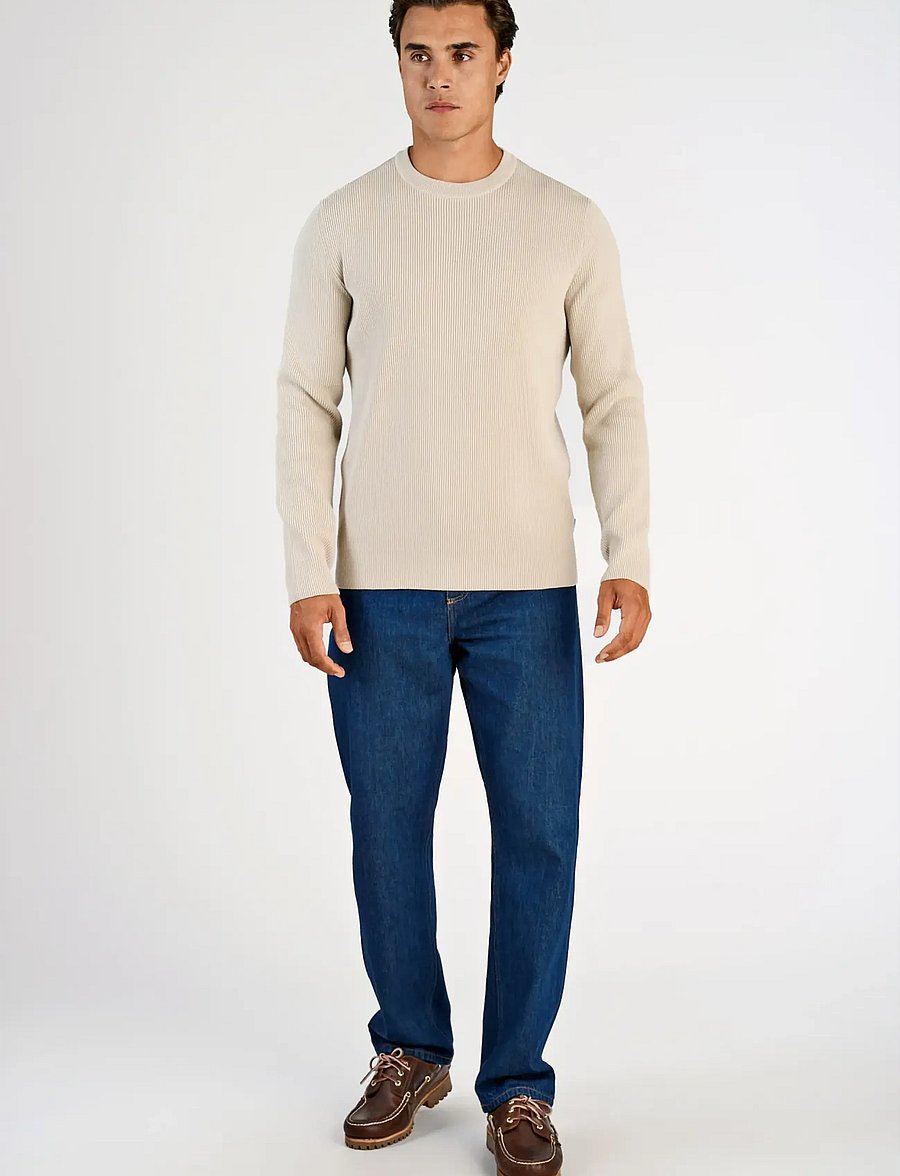 Lindbergh - Rib knitted o-neck knit - rundhalsad - lt stone grey - 0