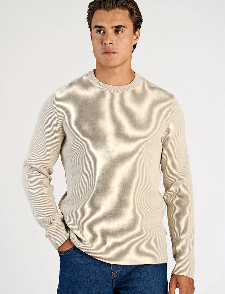 Lindbergh - Rib knitted o-neck knit - rundhalsad - lt stone grey - 3