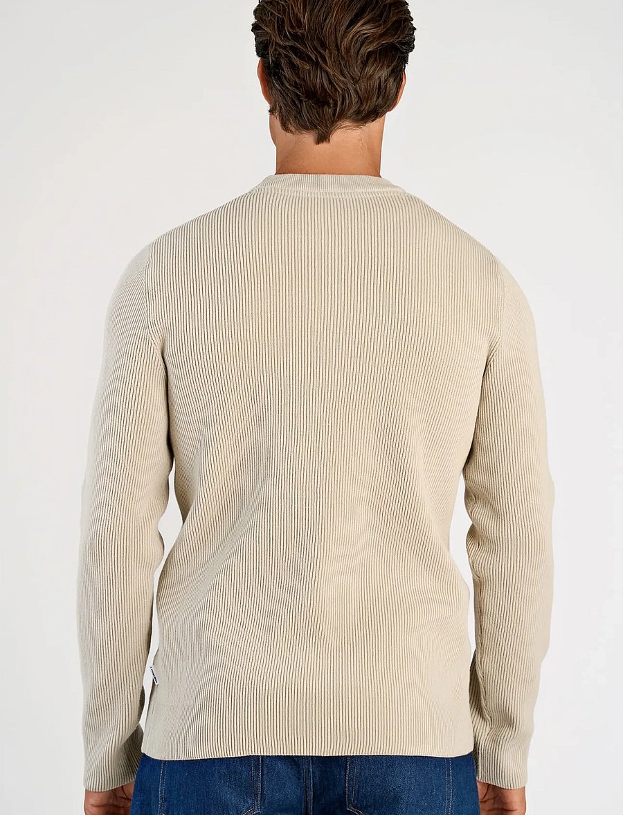 Lindbergh - Rib knitted o-neck knit - rundhalsad - lt stone grey - 4