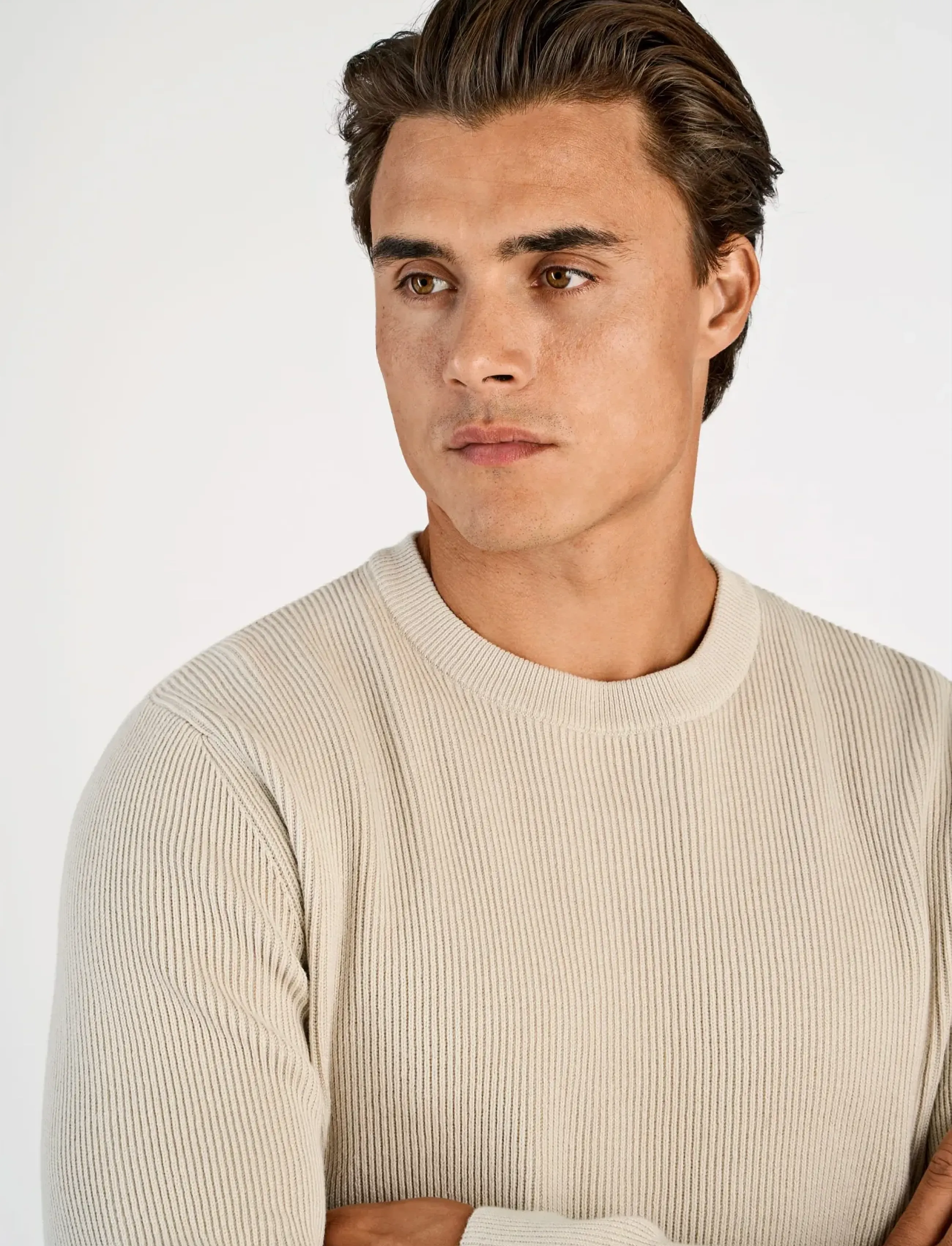 Lindbergh - Rib knitted o-neck knit - round necks - lt stone grey - 5