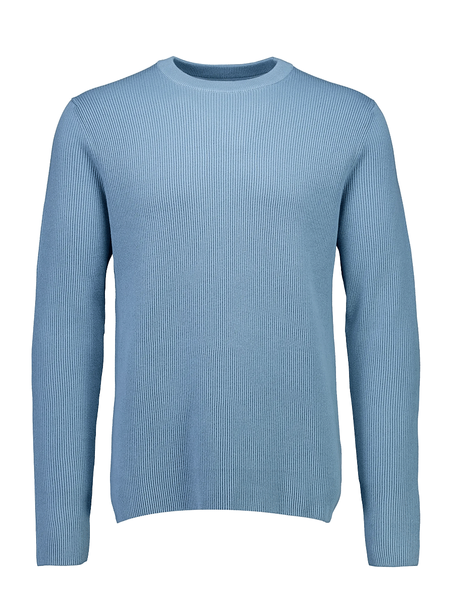 Lindbergh - Rib knitted o-neck knit - rundhalsad - mid blue - 1