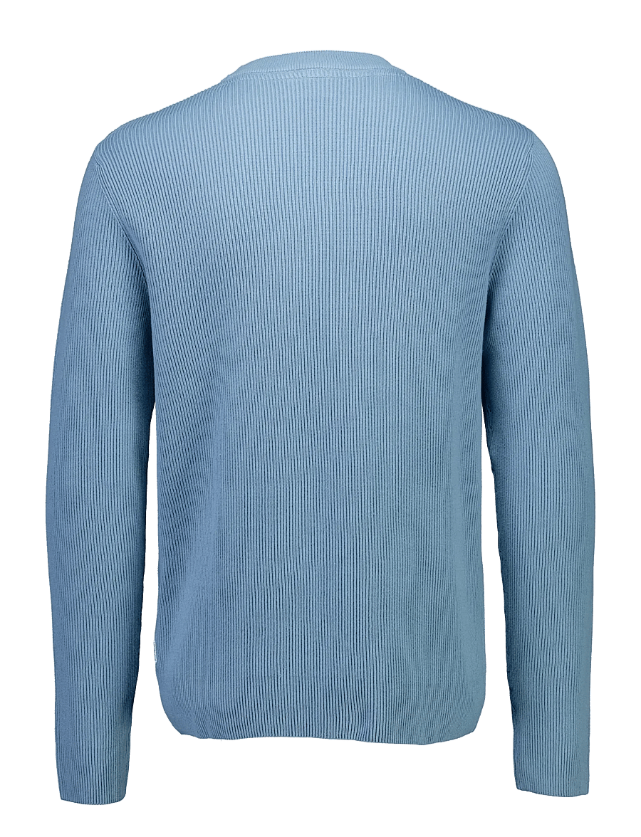 Lindbergh - Rib knitted o-neck knit - rundhalsad - mid blue - 2