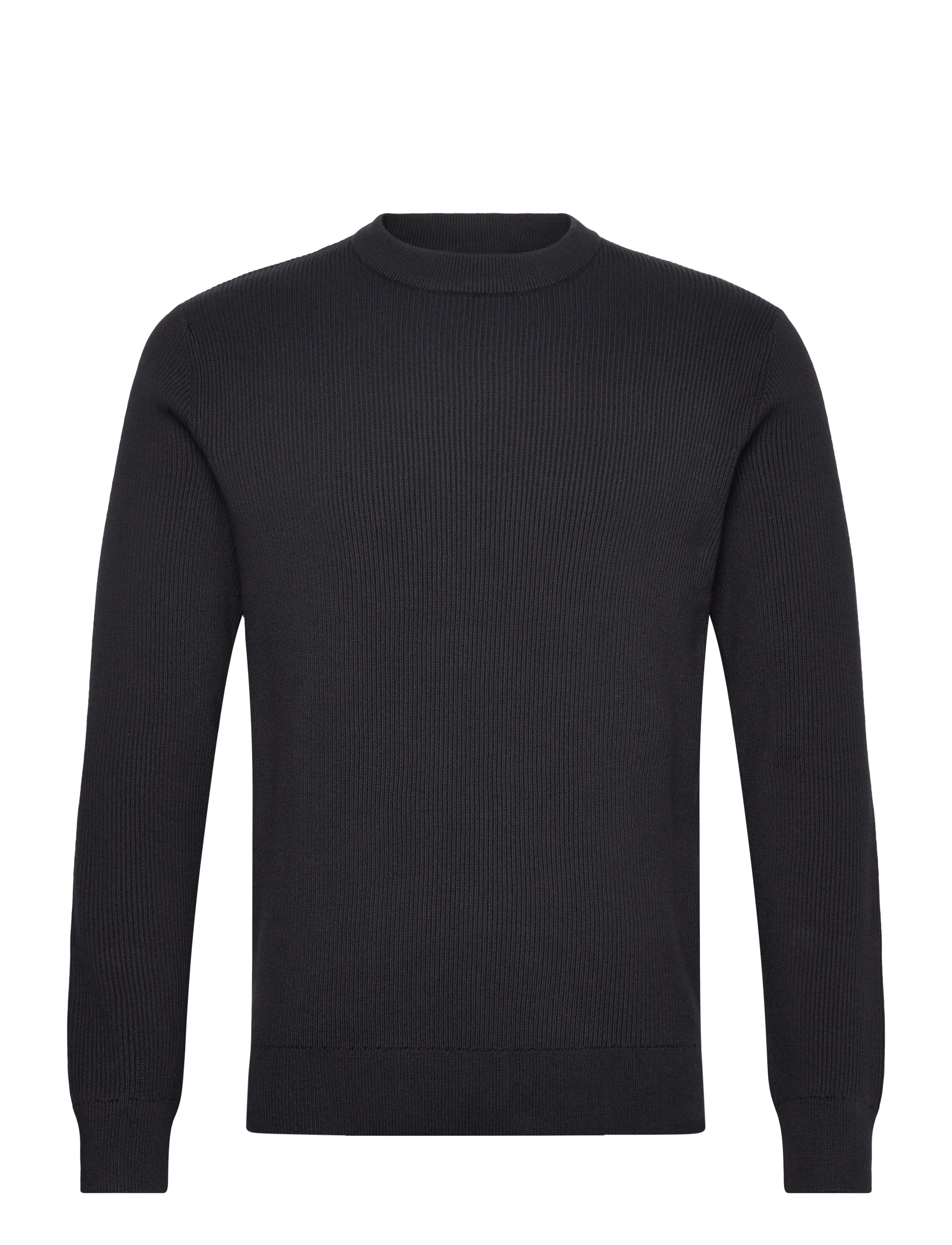 Rib knitted o-neck knit - NAVY