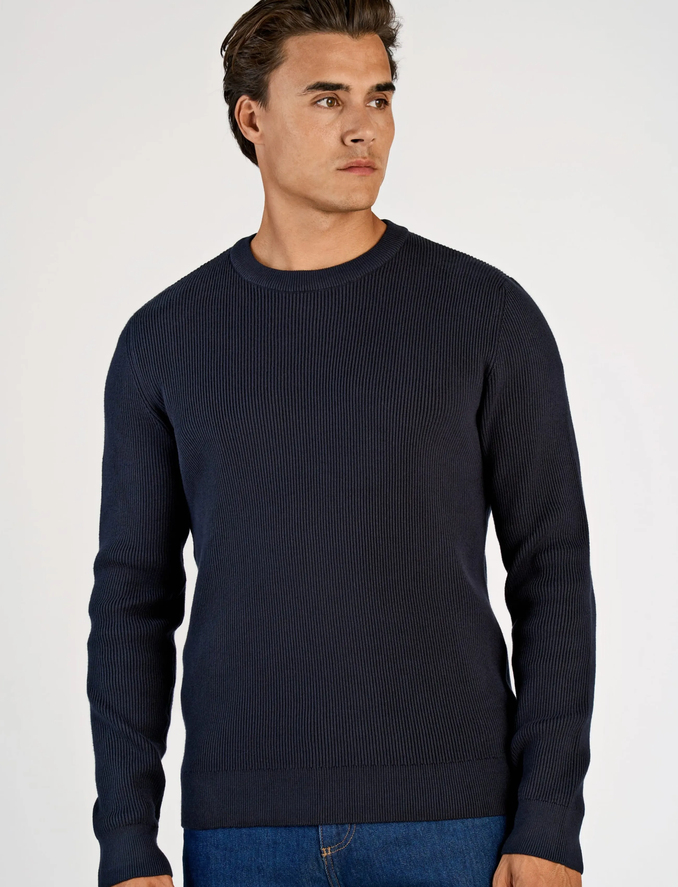Lindbergh - Rib knitted o-neck knit - rund hals - navy - 3