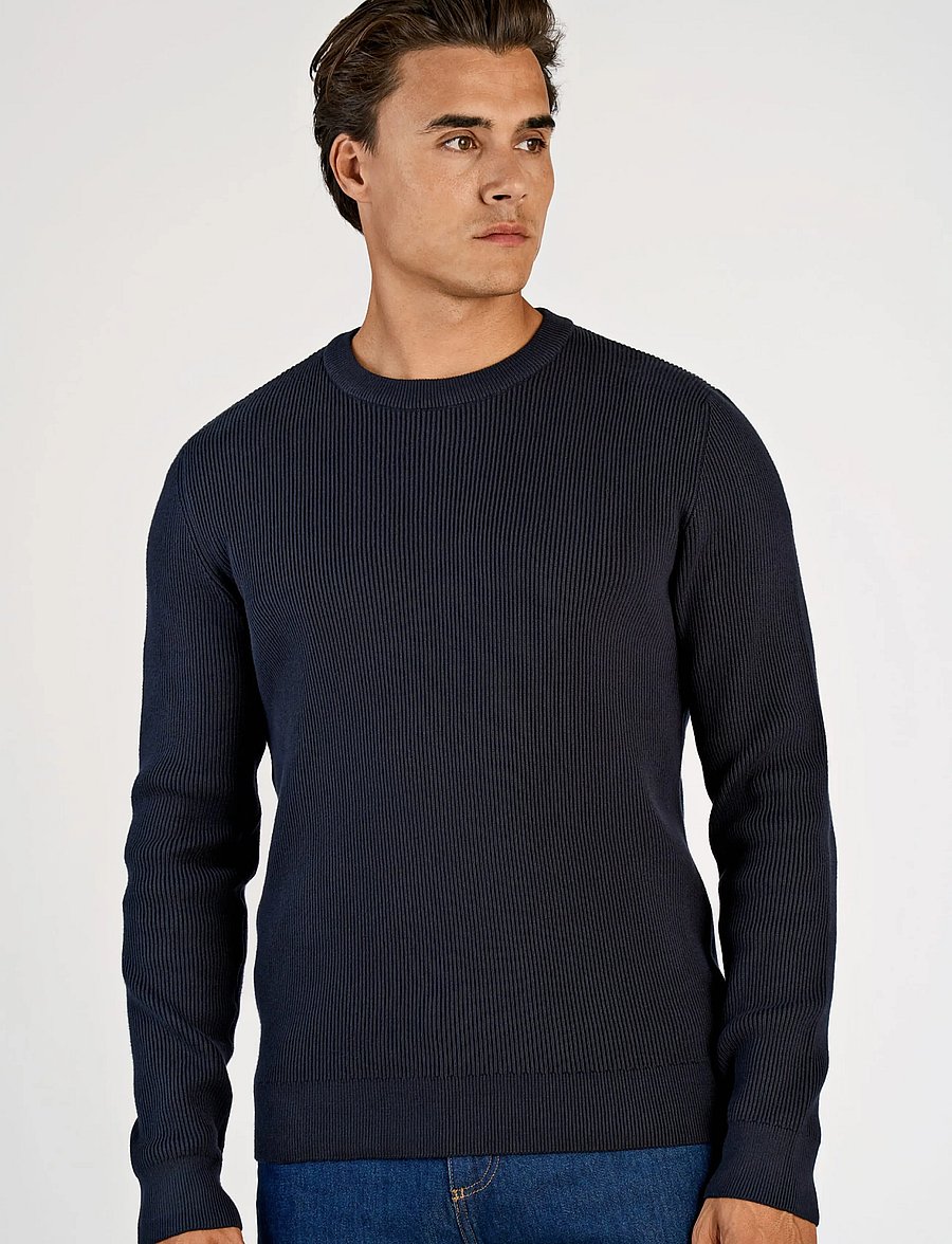 Lindbergh - Rib knitted o-neck knit - rundhalsad - navy - 3