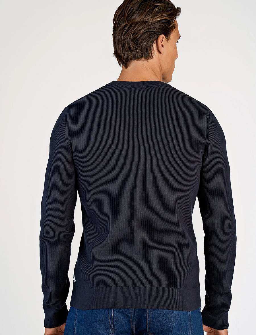 Lindbergh - Rib knitted o-neck knit - rundhalsad - navy - 4