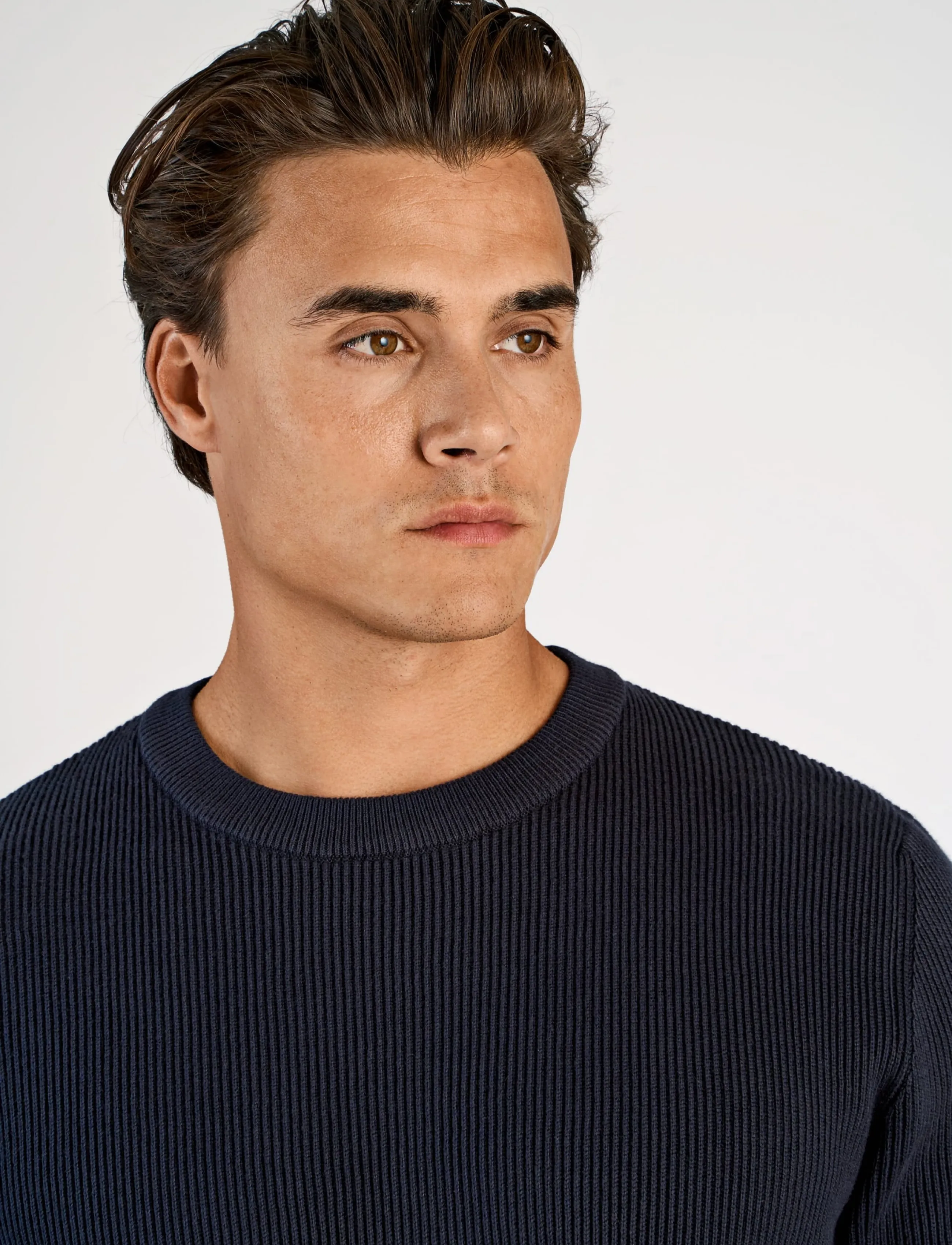 Lindbergh - Rib knitted o-neck knit - rund hals - navy - 5