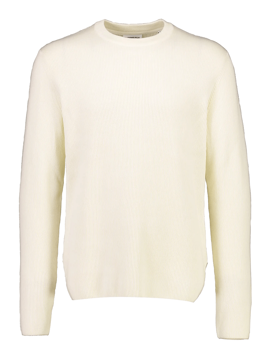 Lindbergh - Rib knitted o-neck knit - rundhalsad - pearl white - 1