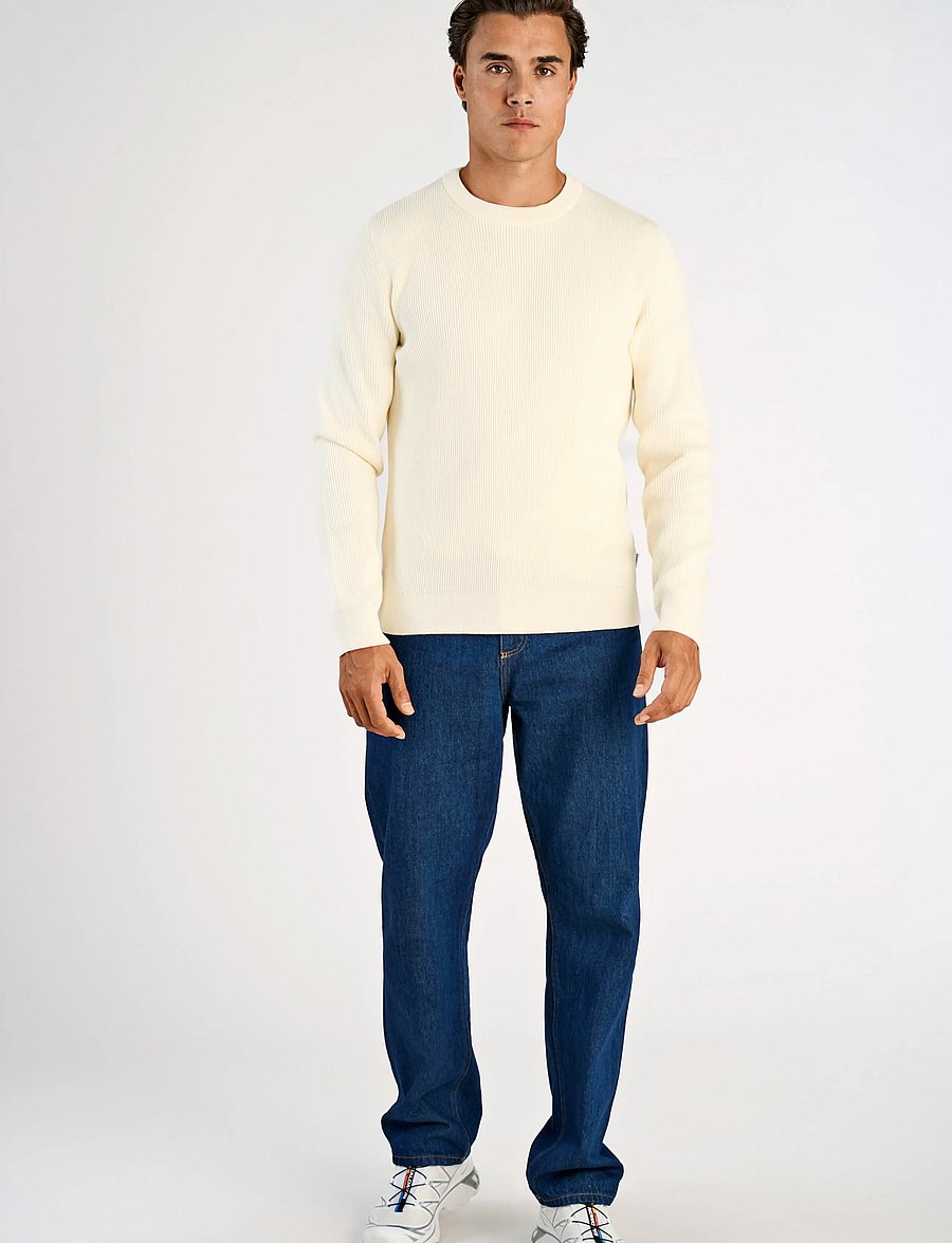 Lindbergh - Rib knitted o-neck knit - rundhalsad - pearl white - 0
