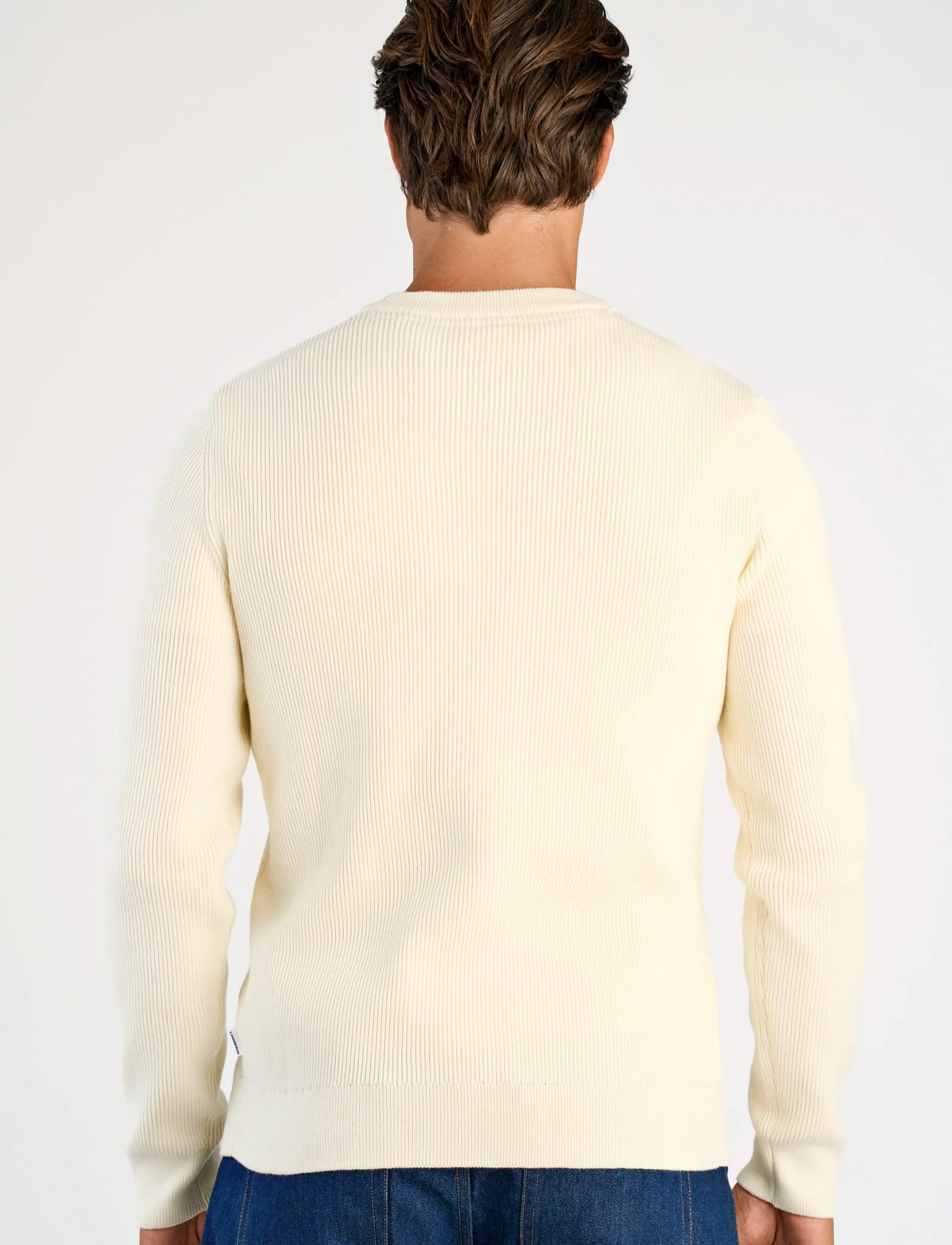 Lindbergh - Rib knitted o-neck knit - rund hals - pearl white - 4