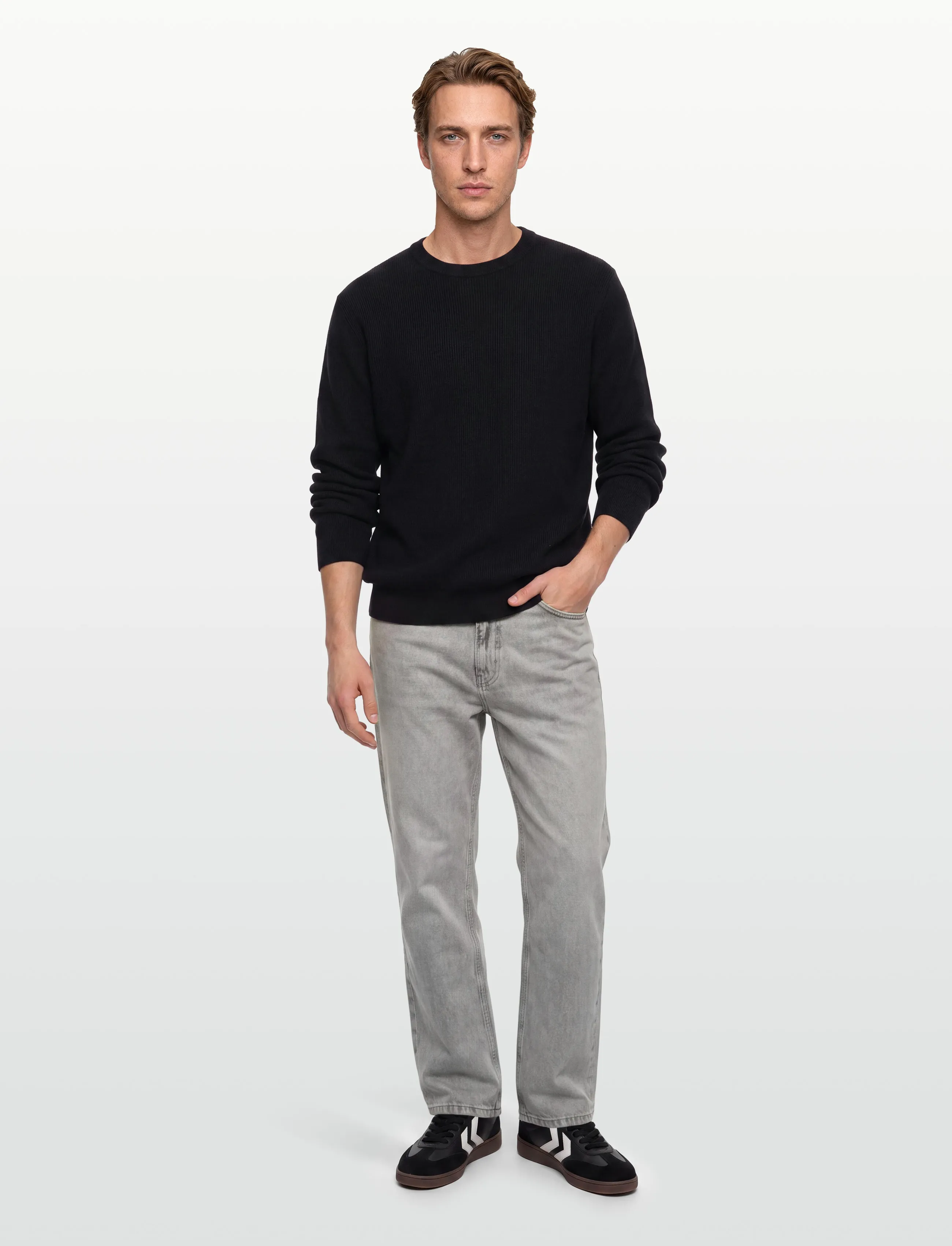 Lindbergh - Rib knitted o-neck knit - basic knitwear - black - 0