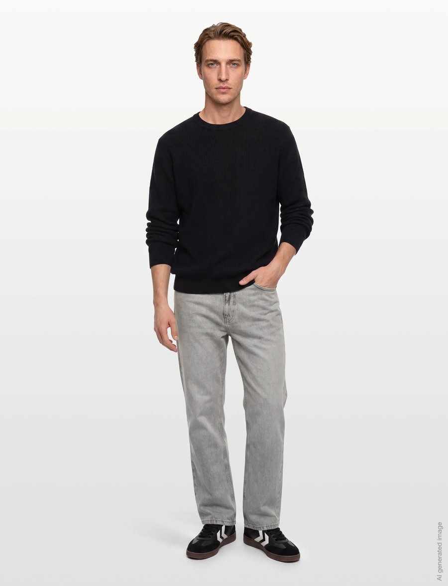 Lindbergh - Rib knitted o-neck knit - Ümara kaelusega - black - 0
