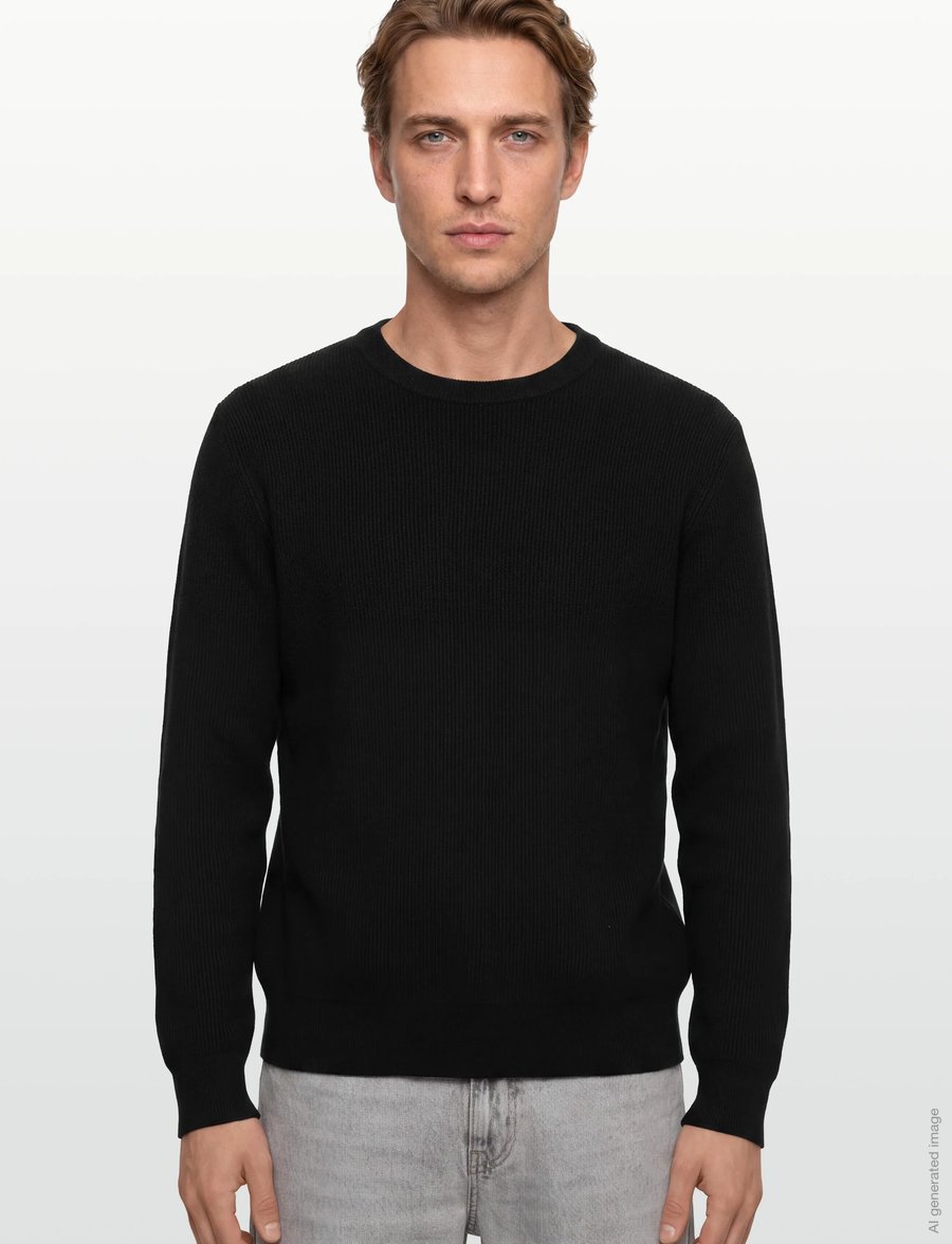 Lindbergh - Rib knitted o-neck knit - Ümara kaelusega - black - 3