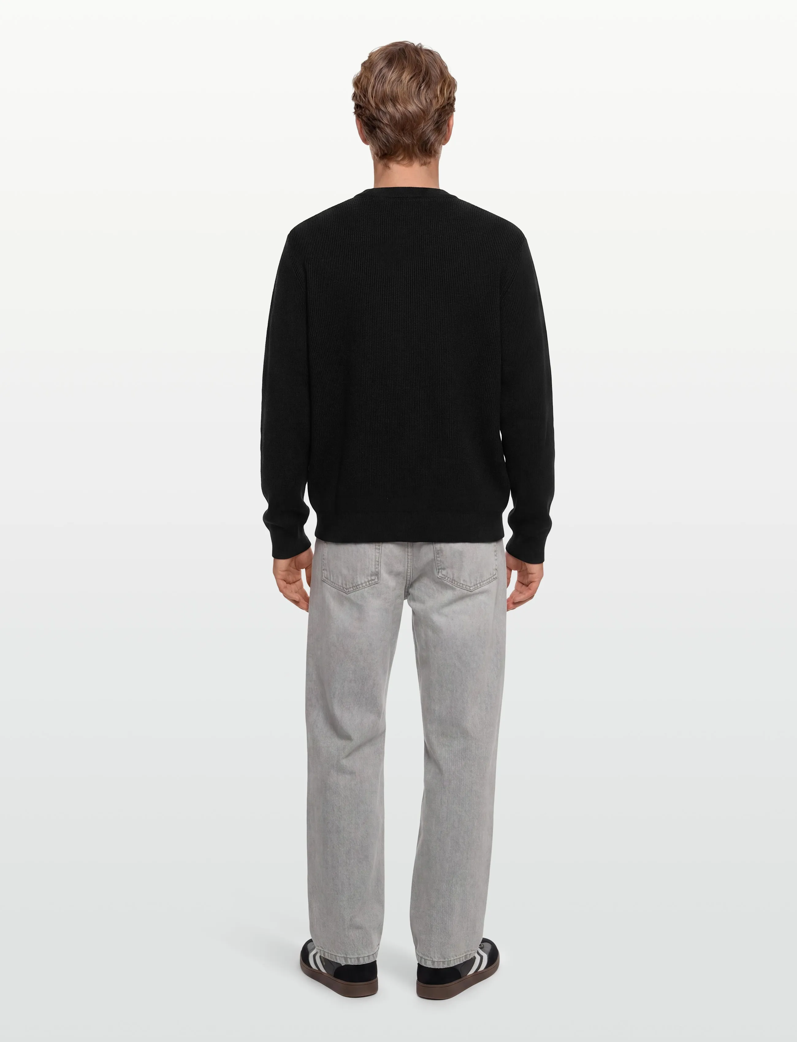 Lindbergh - Rib knitted o-neck knit - basic knitwear - black - 4