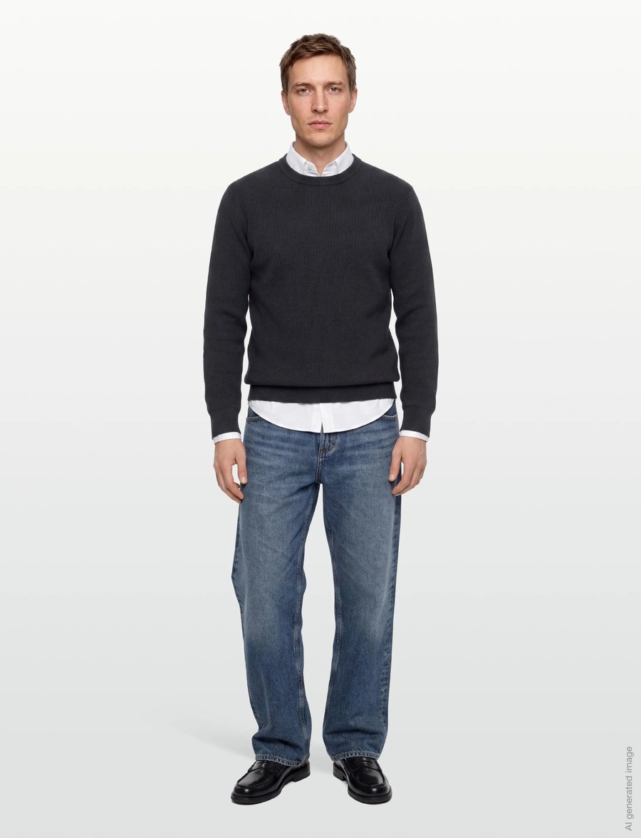 Lindbergh - Rib knitted o-neck knit - rundhals - navy - 0