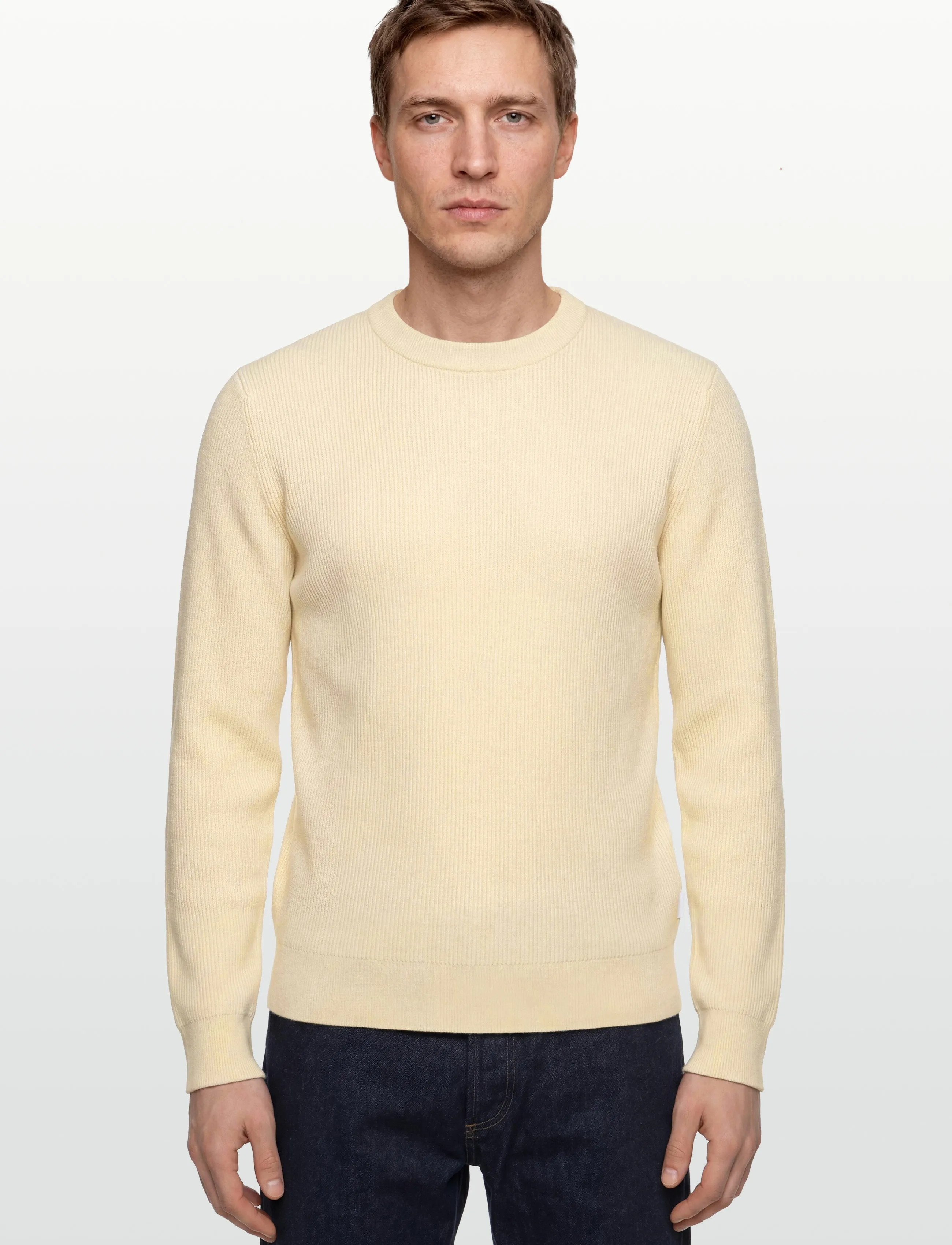 Lindbergh - Rib knitted o-neck knit - tavalised kudumid - pearl white - 3