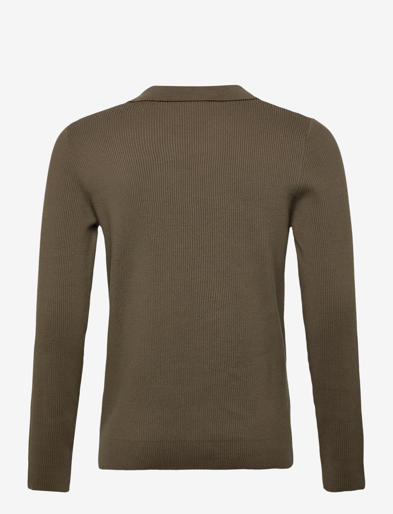 Lindbergh - Rib knitted L/S v-neck polo - polostrik - army - 1