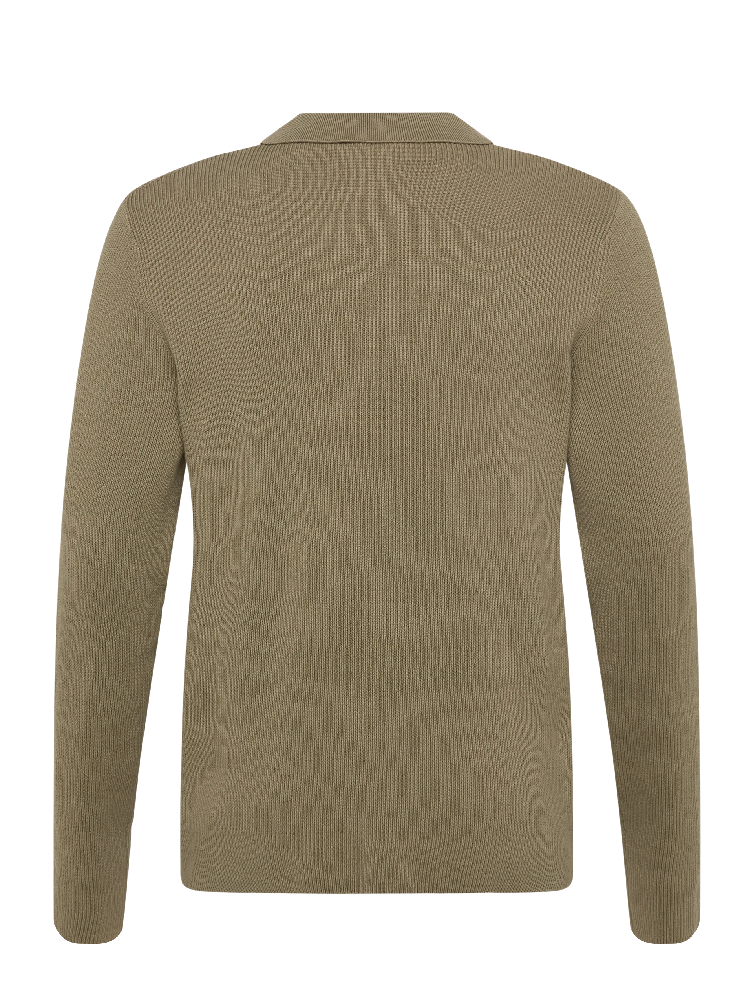 Lindbergh - Rib knitted L/S v-neck polo - pikkade varrukatega kootud polosärgid - dusty army - 2