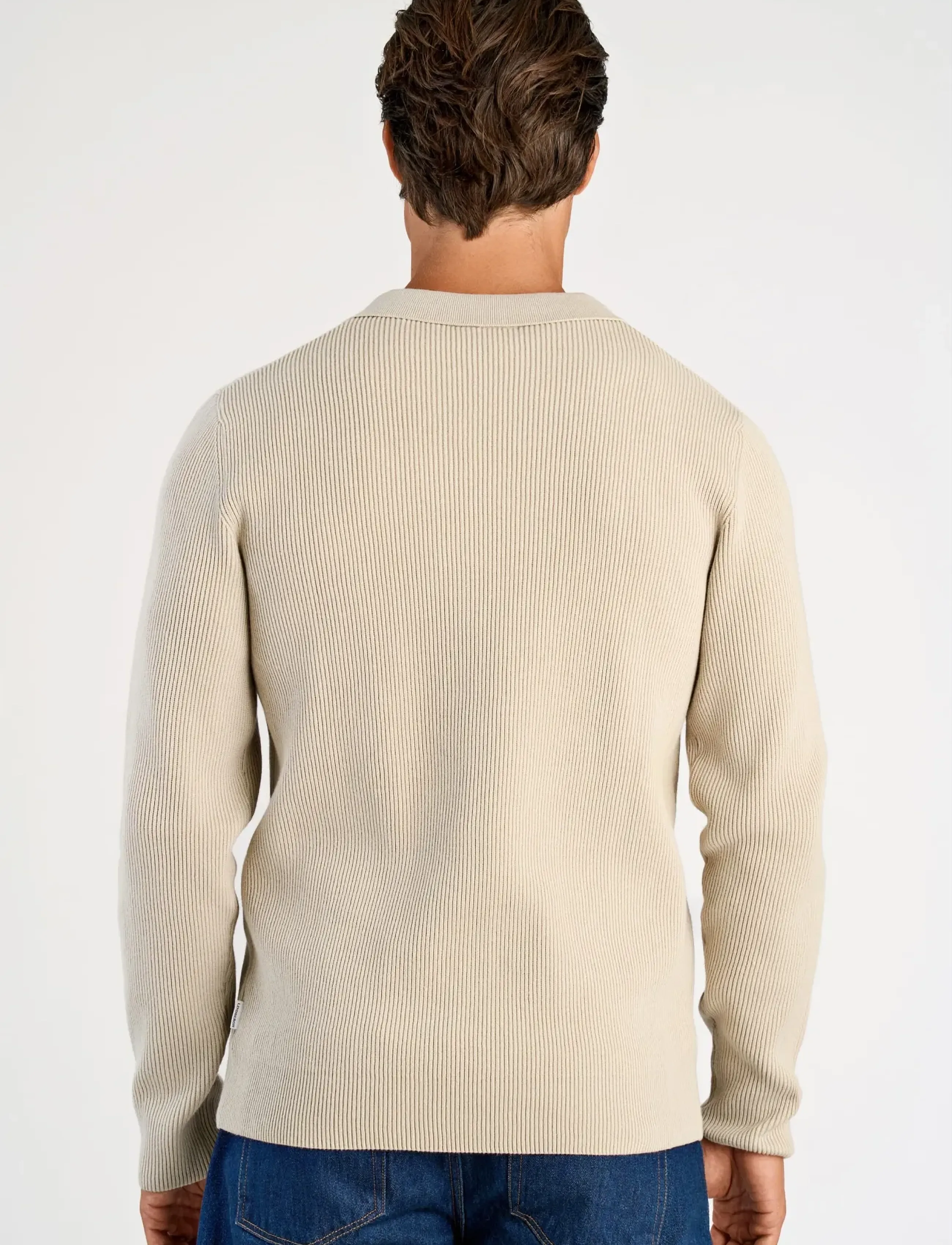 Rib Knitted L/S V-Neck Polo 3