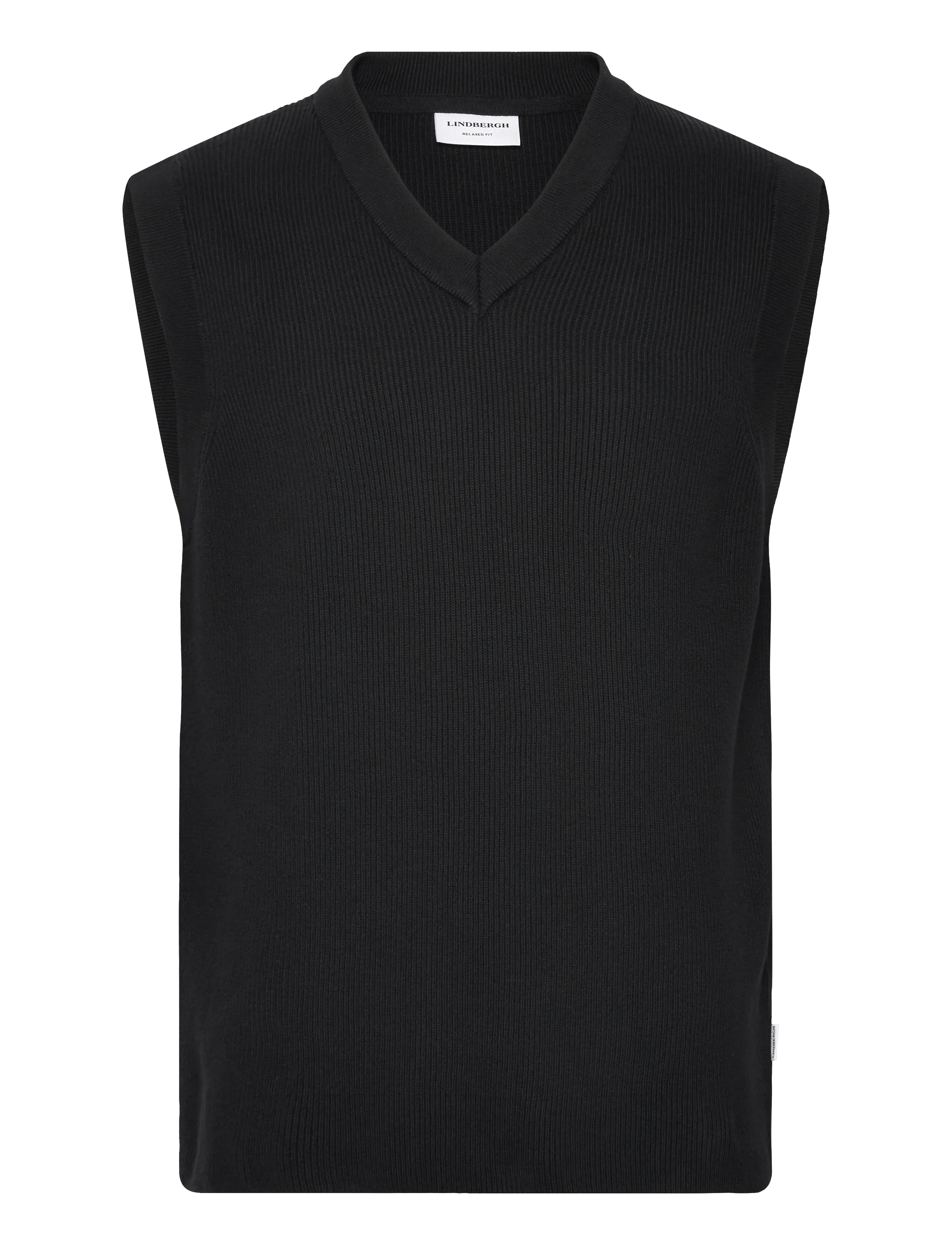 LINDBERGH Rib Strick V-Ausschnitt Slipover Schwarz - XL - Herren