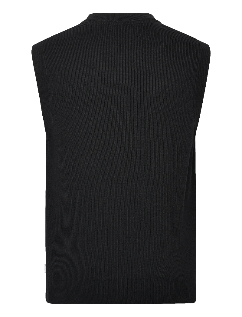 Lindbergh - Rib knitted v-neck slipover - kootud vestid - black - 1