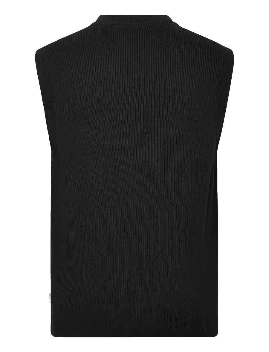 Lindbergh - Rib knitted v-neck slipover - stickade västar - black - 1