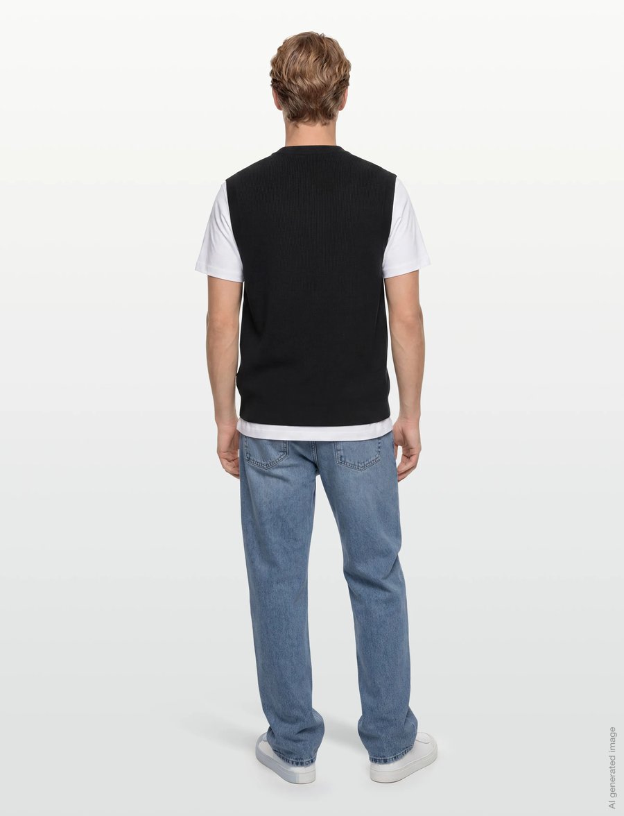Lindbergh - Rib knitted v-neck slipover - knitted vests - black - 4