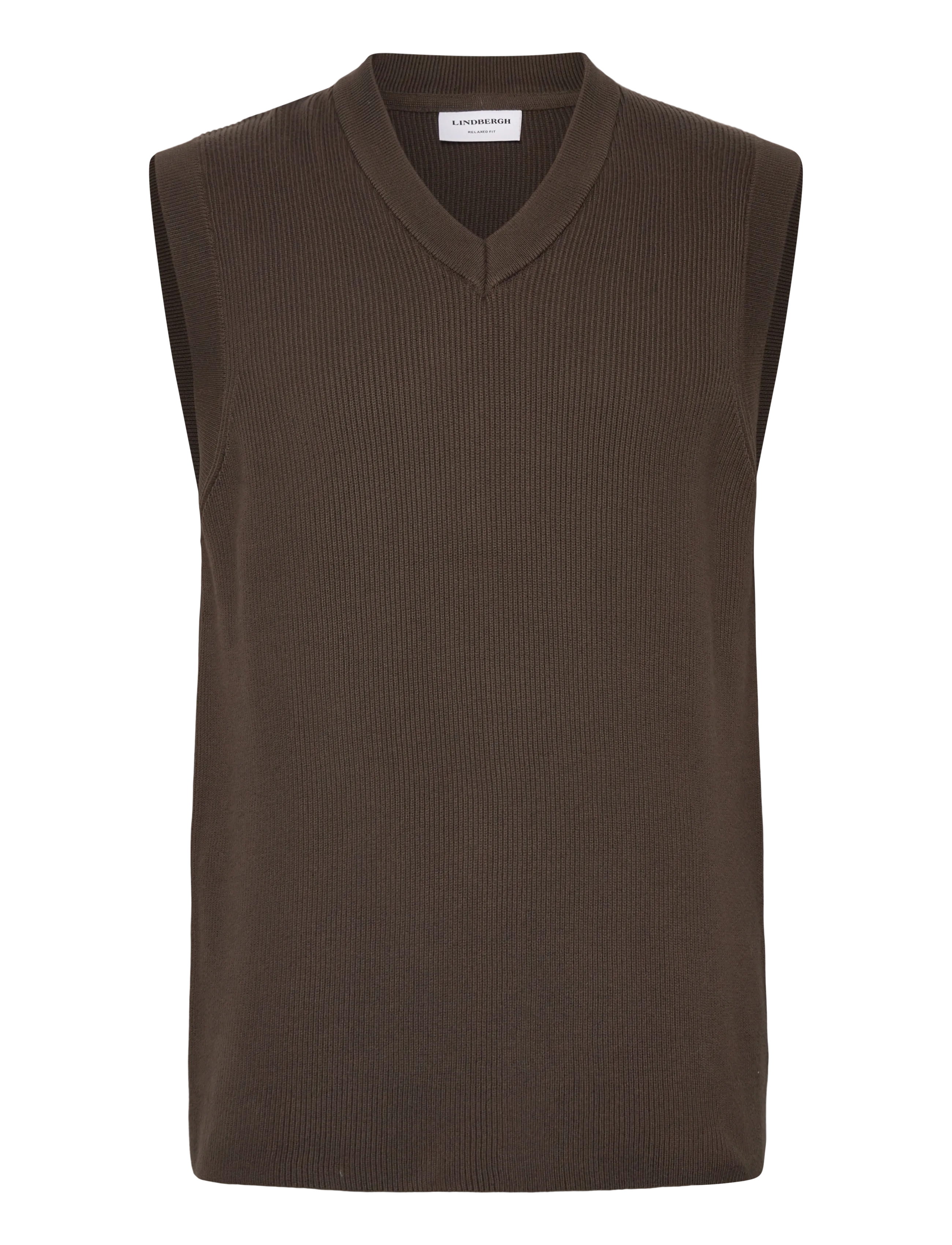 LINDBERGH Rib Strick V-Ausschnitt Slipover Braun - S - Herren