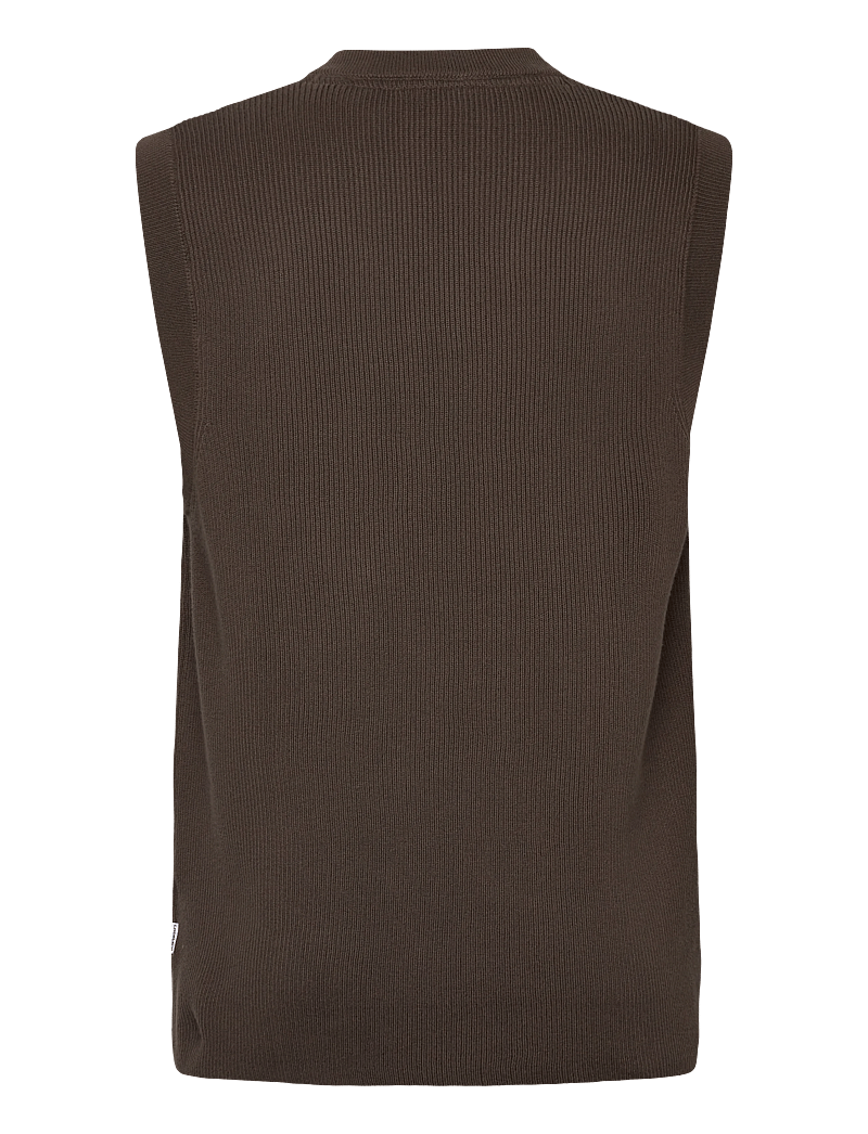 Lindbergh - Rib knitted v-neck slipover - kootud vestid - brown - 1