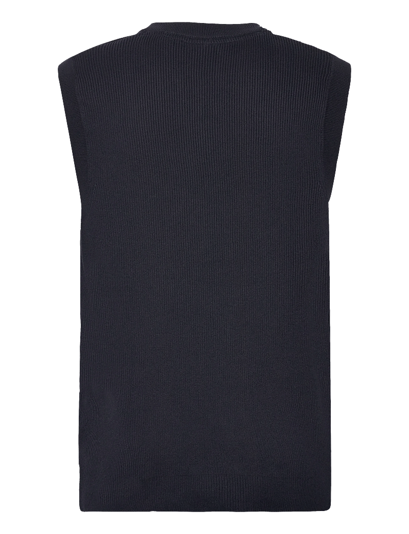 Lindbergh - Rib knitted v-neck slipover - knitted vests - navy - 1