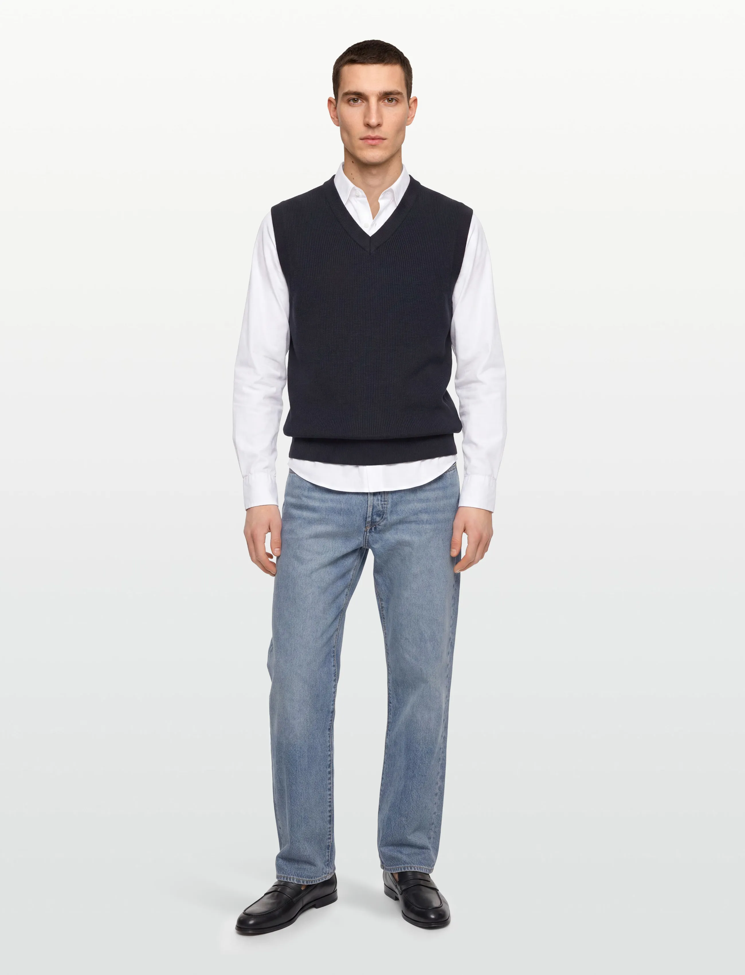 Lindbergh - Rib knitted v-neck slipover - gestrickte westen - navy - 0