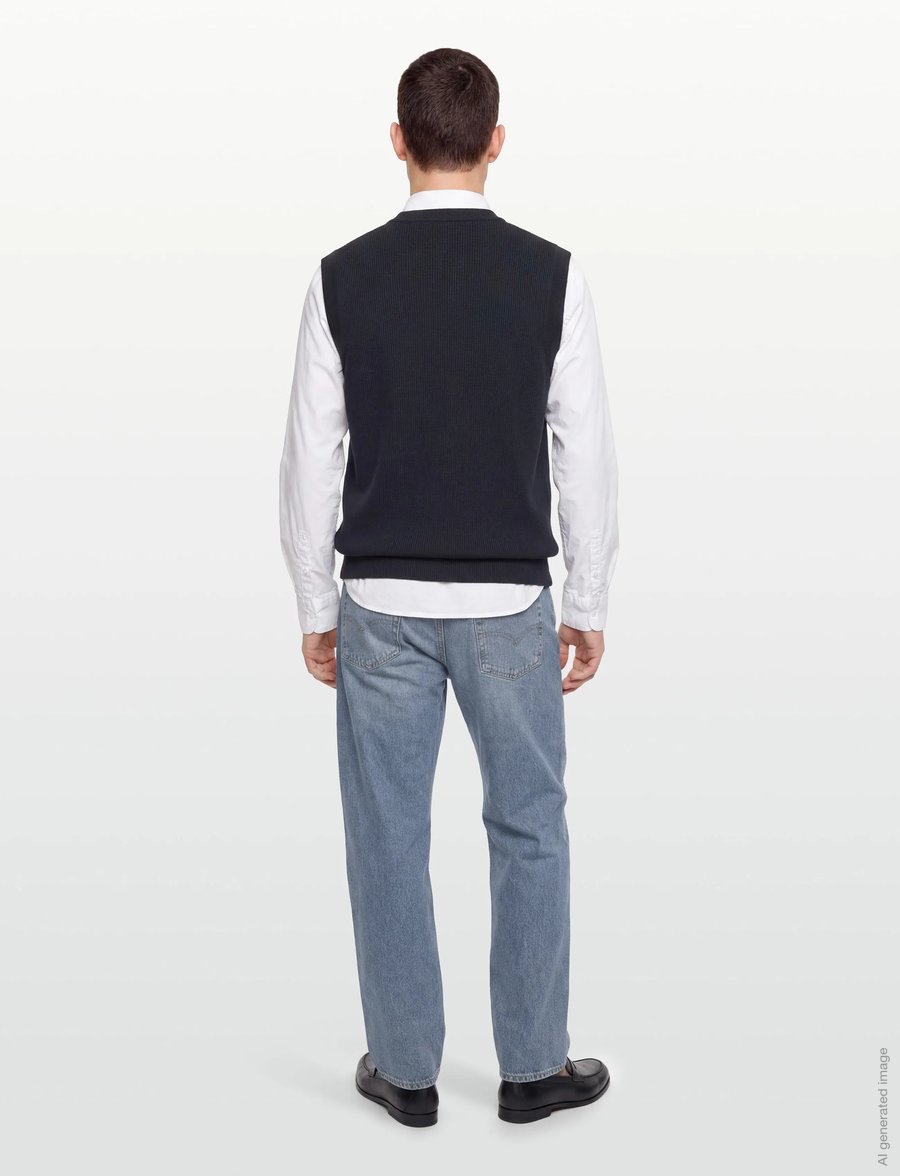 Lindbergh - Rib knitted v-neck slipover - knitted vests - navy - 4