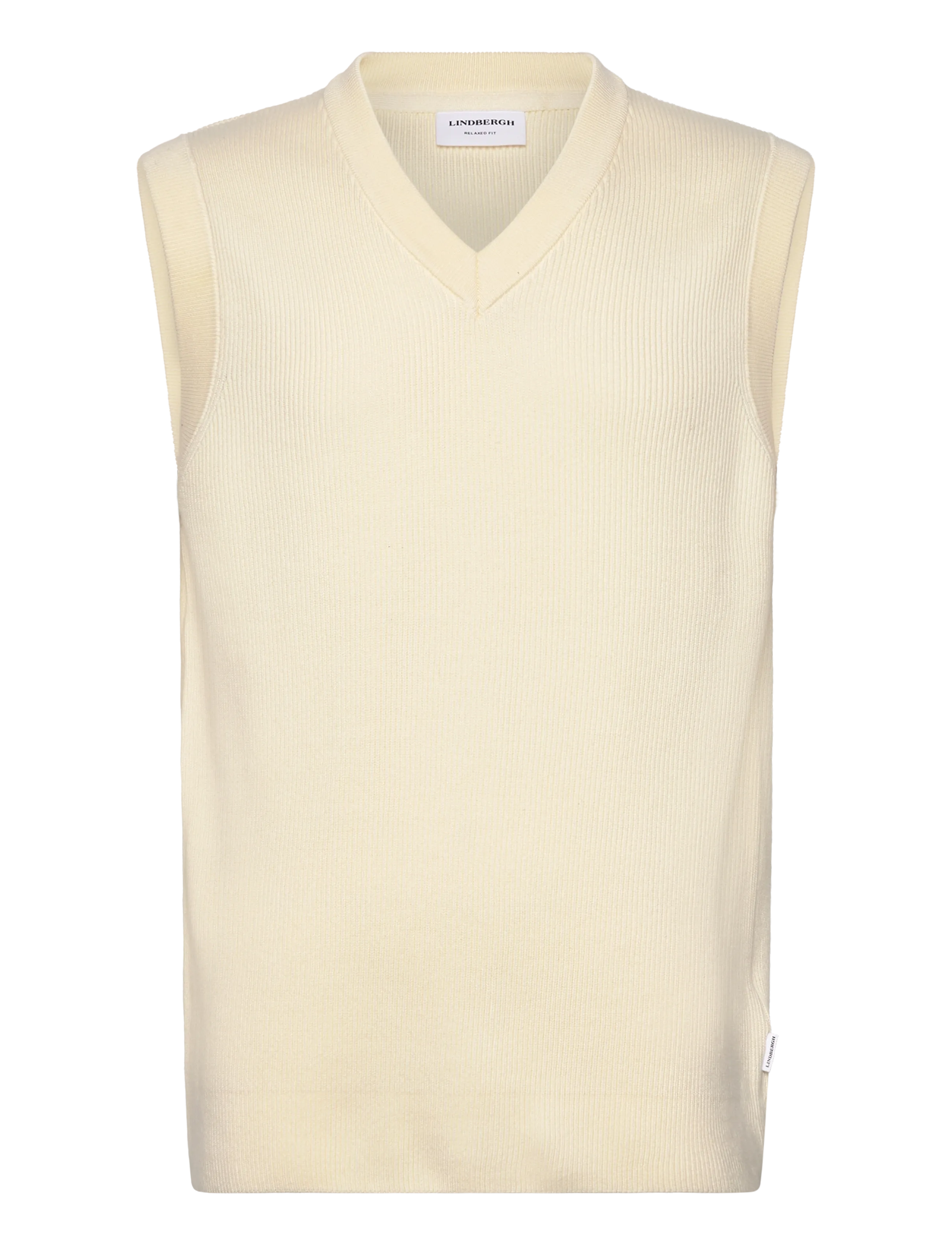 LINDBERGH Rib Strick V-Ausschnitt Slipover Cream - S - Herren