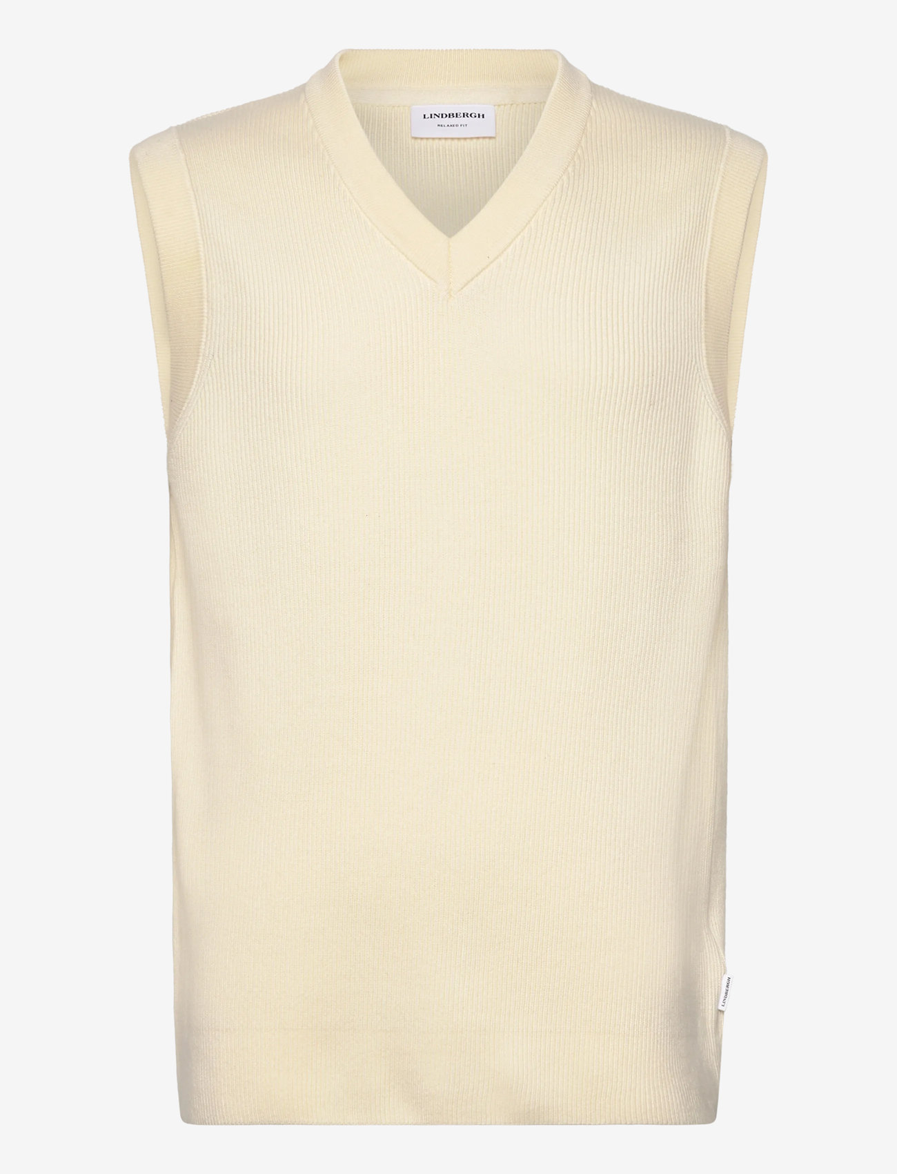 Lindbergh - Rib knitted v-neck slipover - strikveste - pearl white - 0
