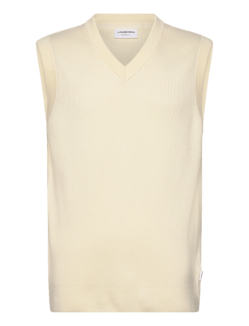 Lindbergh - Rib knitted v-neck slipover - strikveste - pearl white - 0