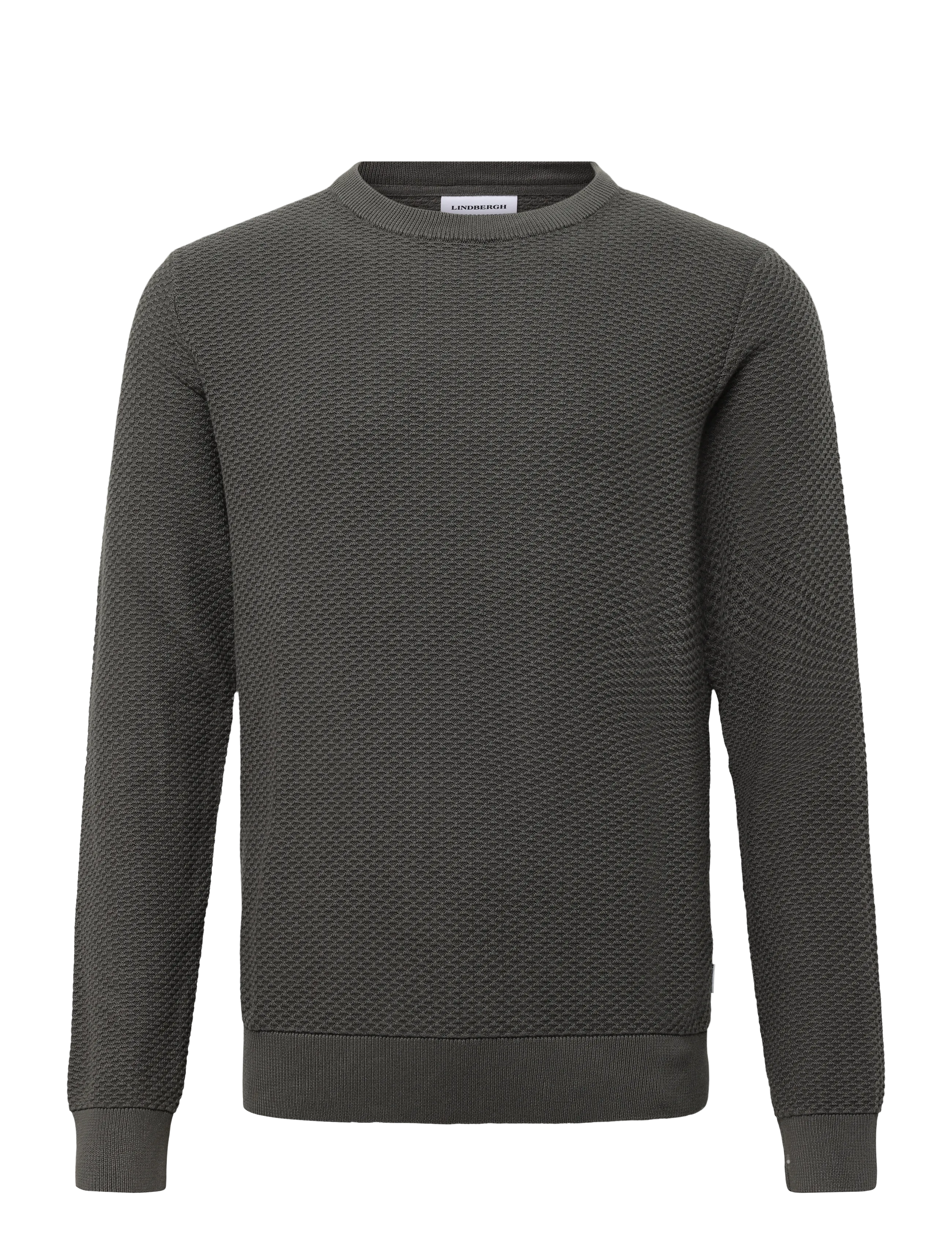 Lindbergh Structure o-neck knit - Lindbergh - DK GREY / grey