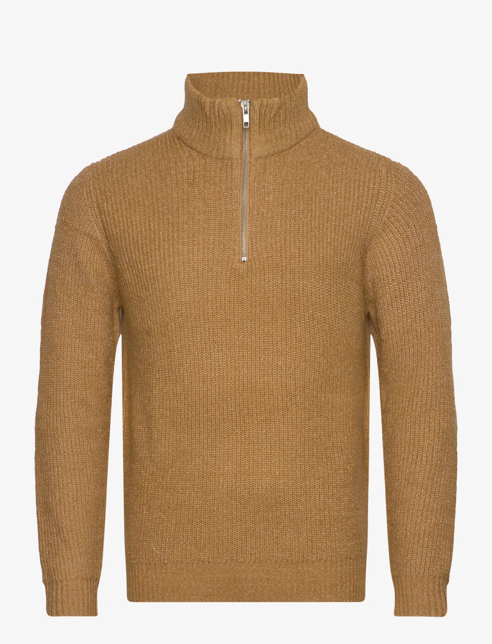 Lindbergh - Stand-up collar knit - half zip jumpers - mid brown - 0